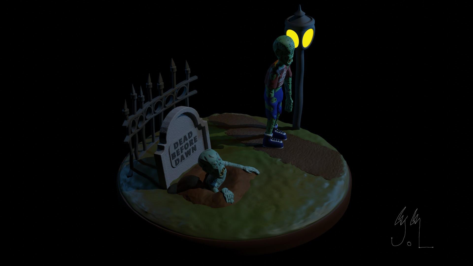 A Walk in the Graveyard Diorama 3d model