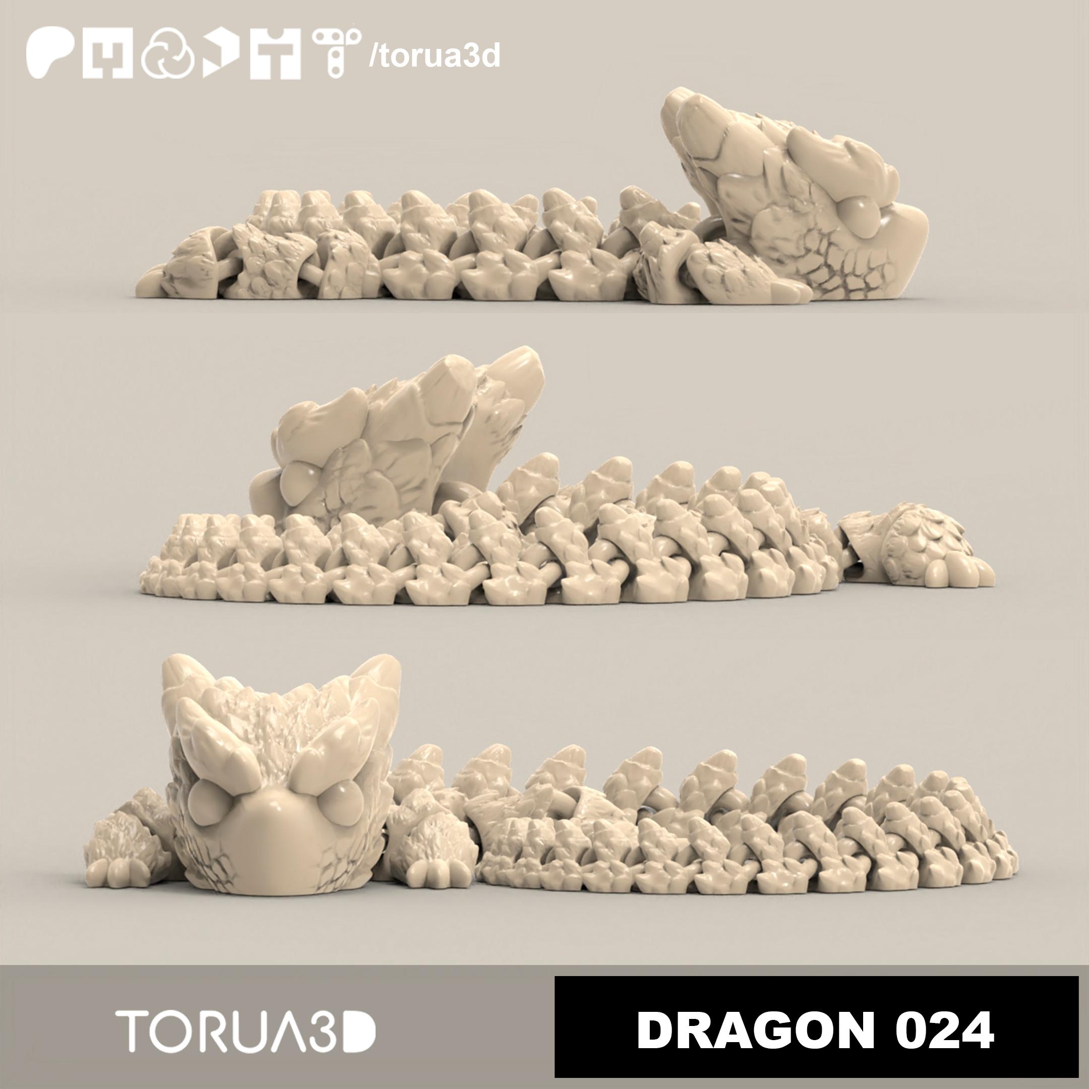 Articulated Dragon 024 - Print in place - No supports - STL  3d model