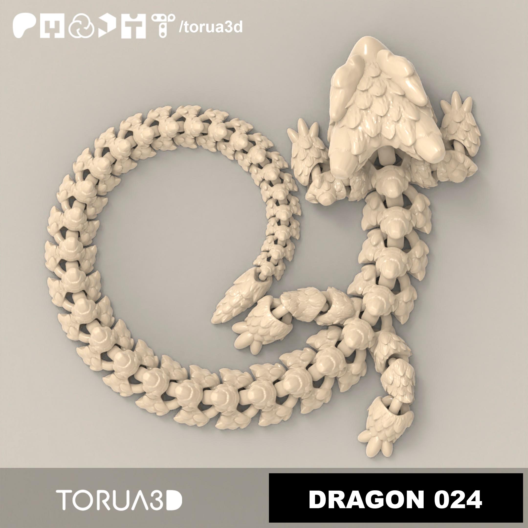 Articulated Dragon 024 - Print in place - No supports - STL  3d model