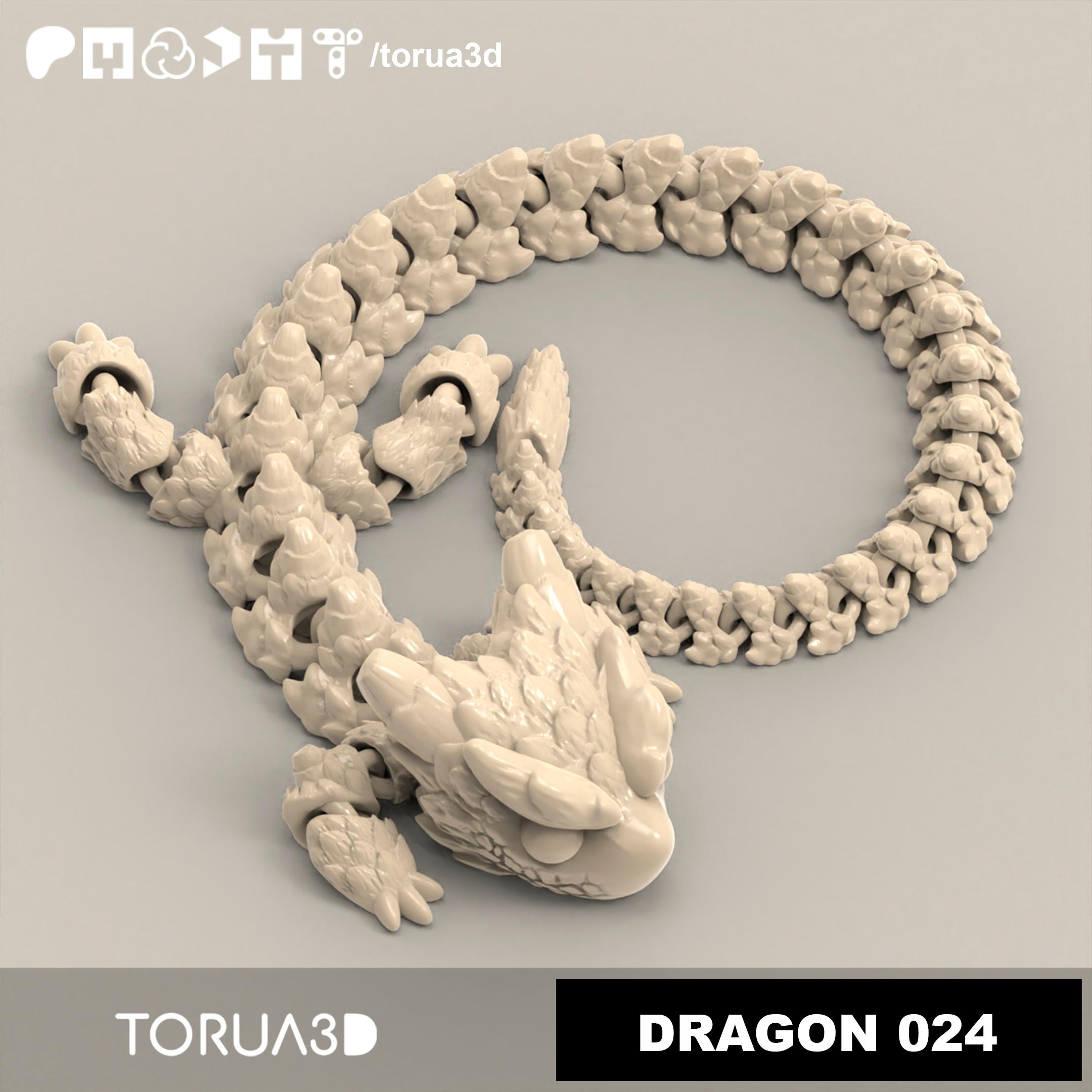 Articulated Dragon 024 - Print in place - No supports - STL  3d model