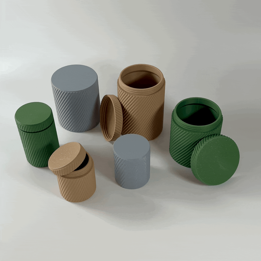 Set of 4 Storage Boxes with Screw Cap 3d model