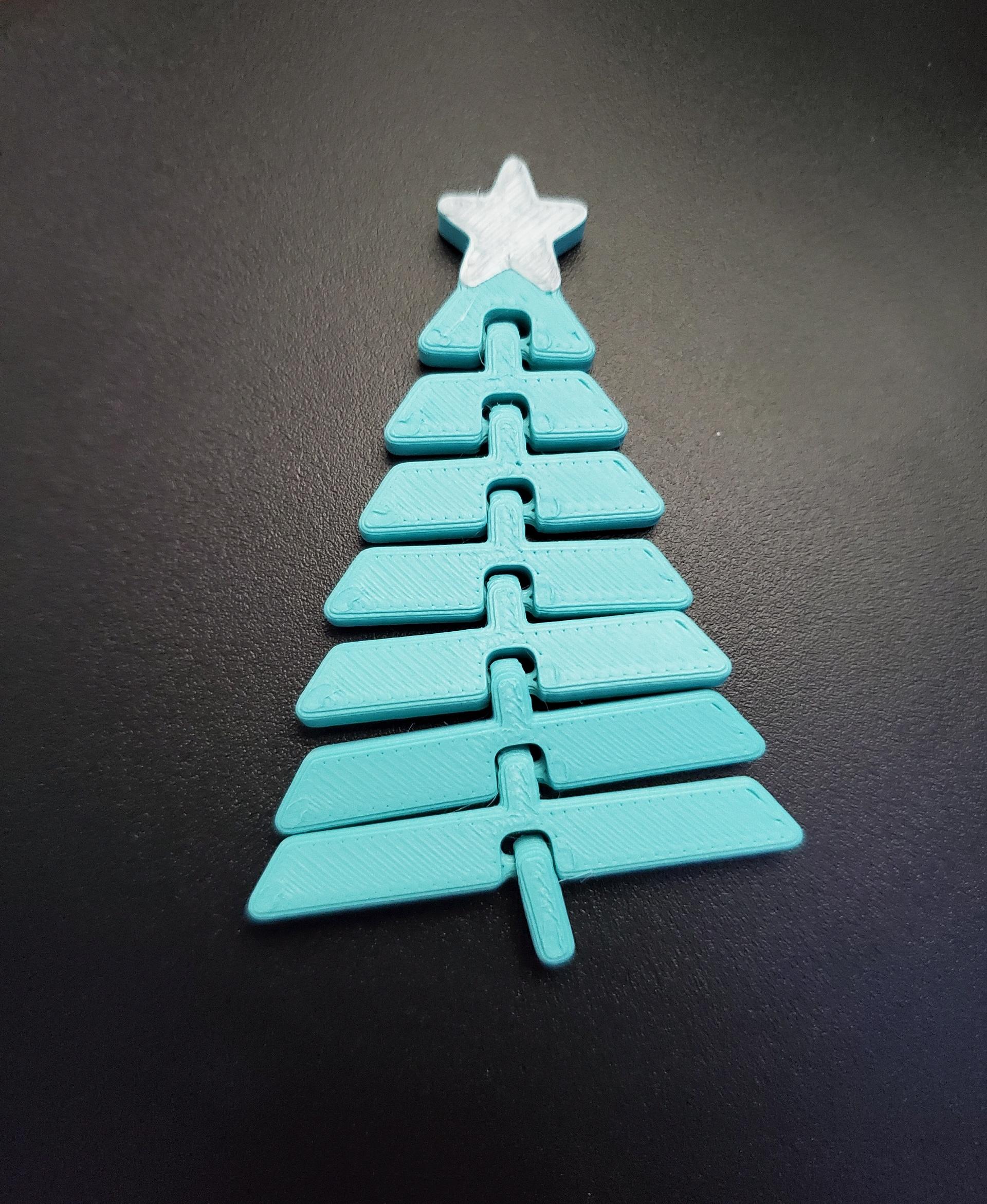 Articulated Christmas Tree with Star - Print in place fidget toy - 3mf - polyterra arctic teal - 3d model