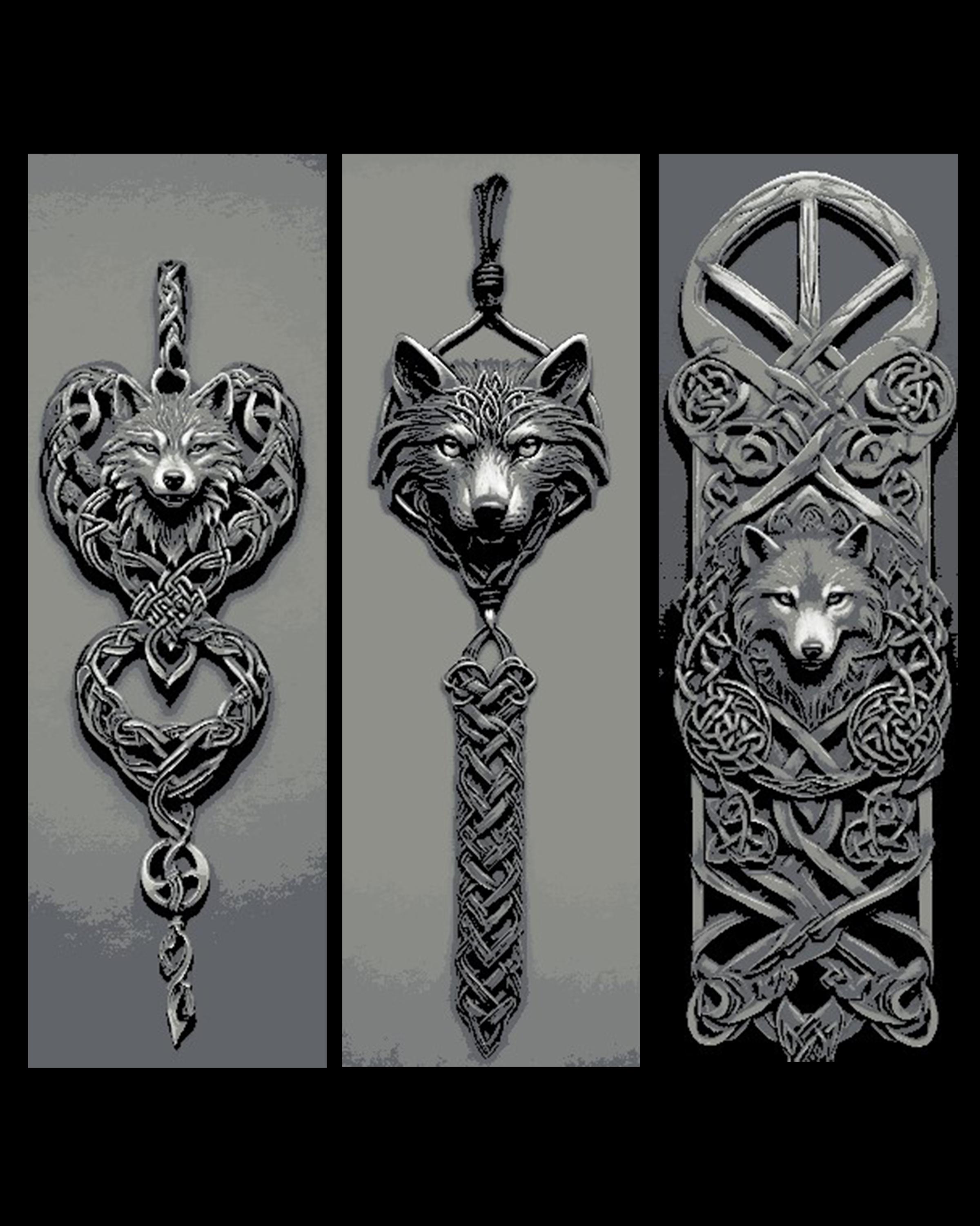 Celtic Knotwork Designs centered on the Wolf - Set of 3 Bookmarks 3d model