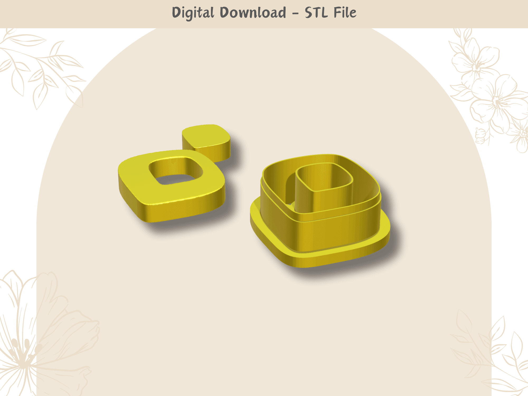 Rounded Diamond Clay Cutter for Polymer Clay | Digital STL File | Clay Tools | 4 Sizes Summer Clay C 3d model