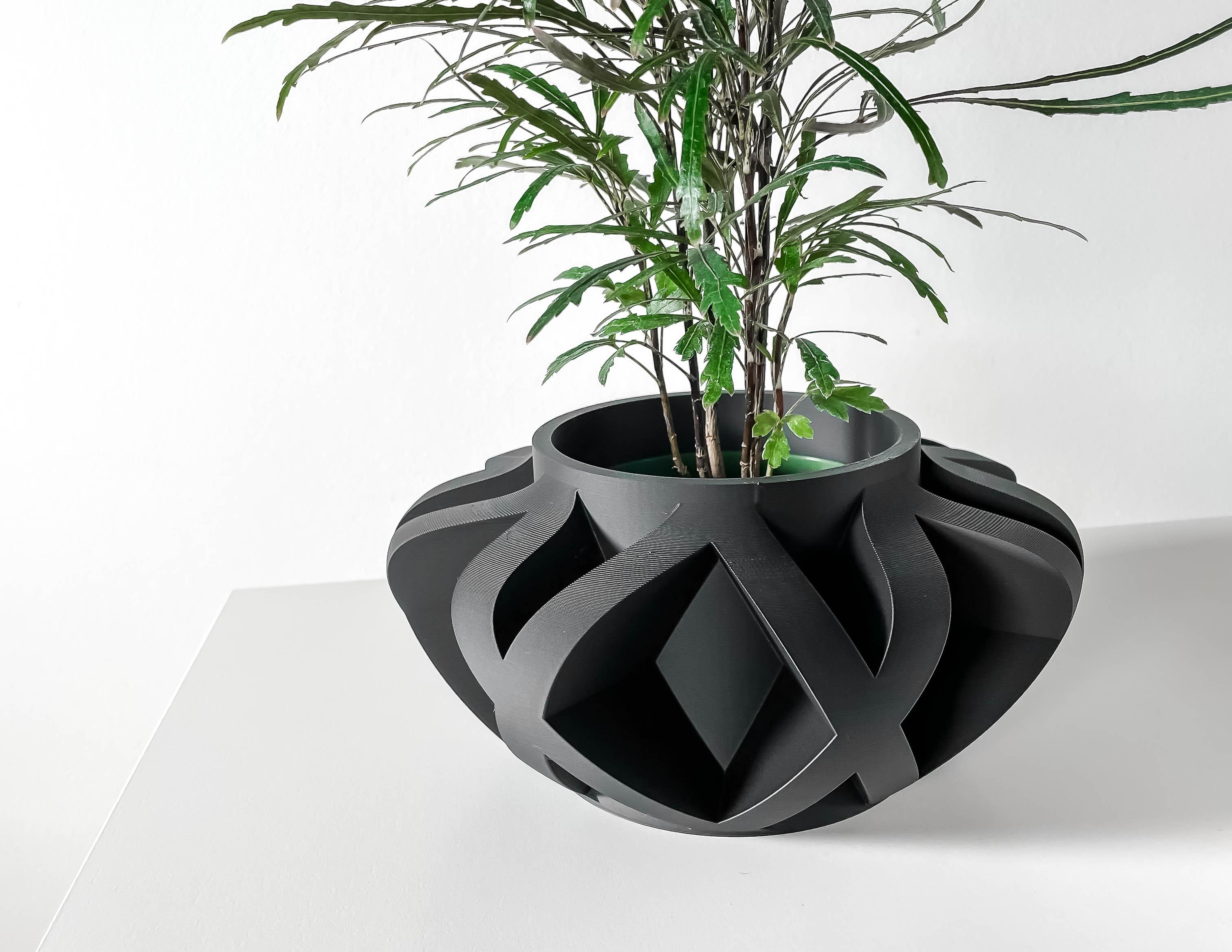 The Sono Planter Pot with Drainage Tray & Stand | Modern and Unique Home Decor for Plants 3d model