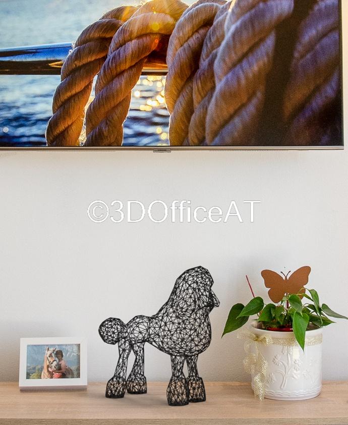 Poodle Wire Art - poodle on self in living room  - 3d model