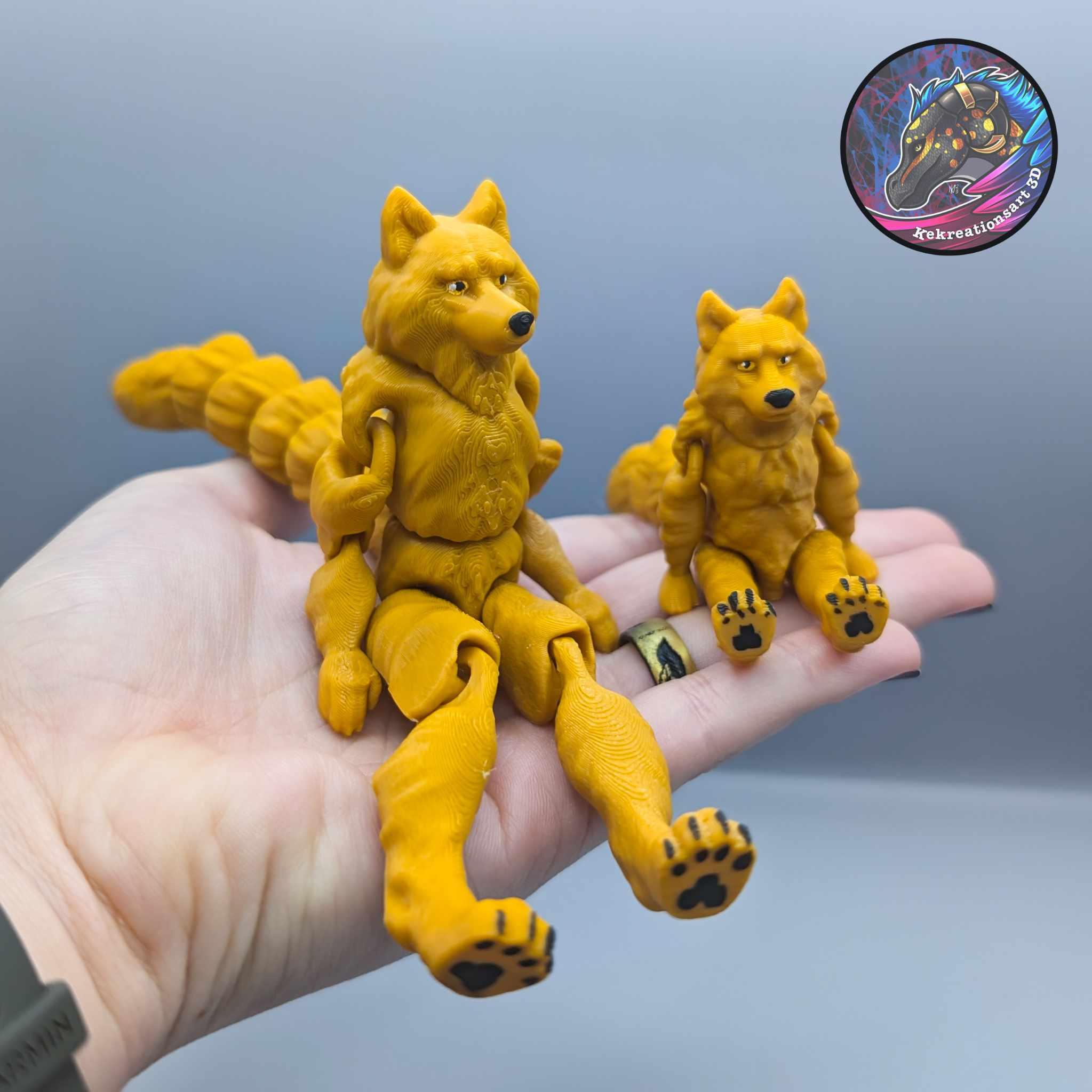 Flexi Mini and Tiny Werewolf Keychain 3d model