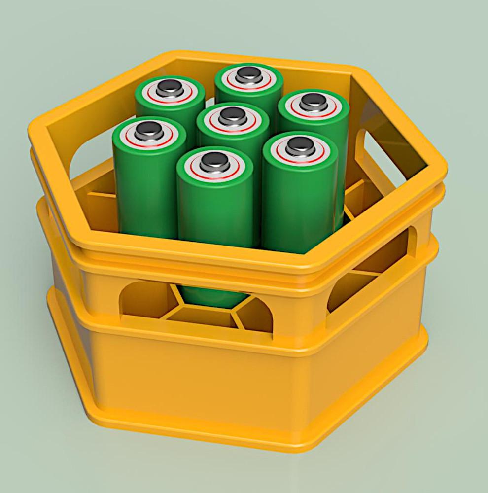 AA Battery Hexi Crate 3d model