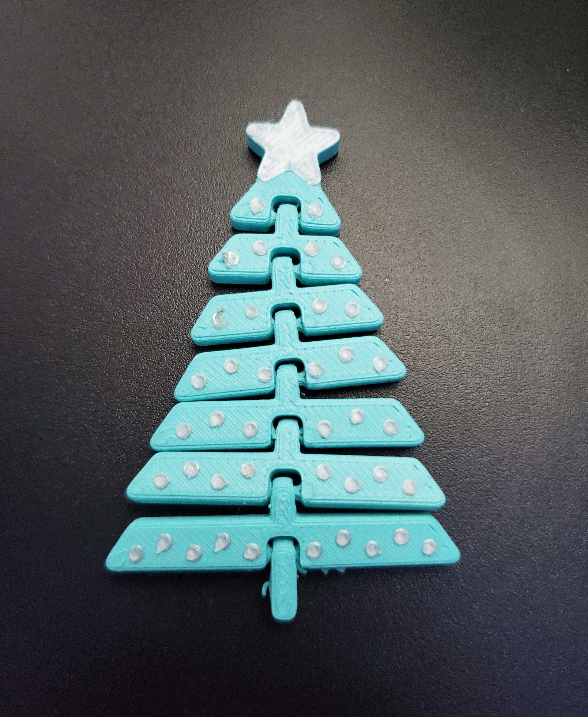 Articulated Christmas Tree with Star and Ornaments - Print in place fidget toys - 3mf - polyterra arctic teal - 3d model