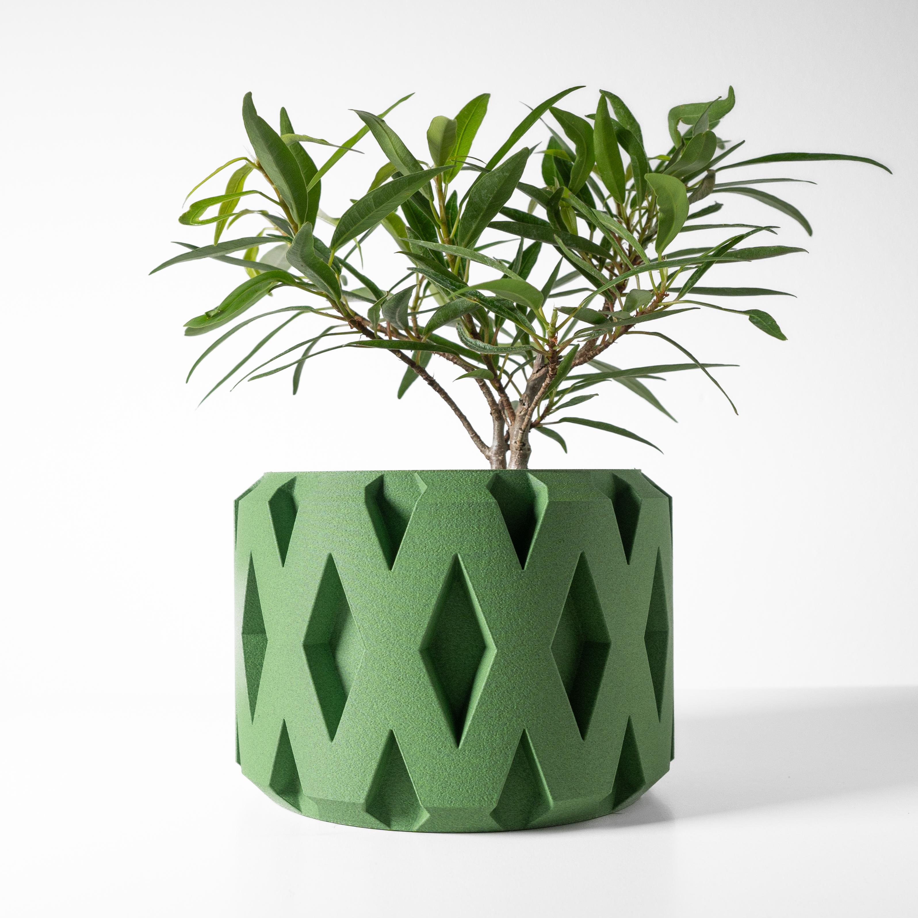 The Rano Planter Pot with Drainage Tray & Stand: Modern and Unique Home Decor for Plants 3d model
