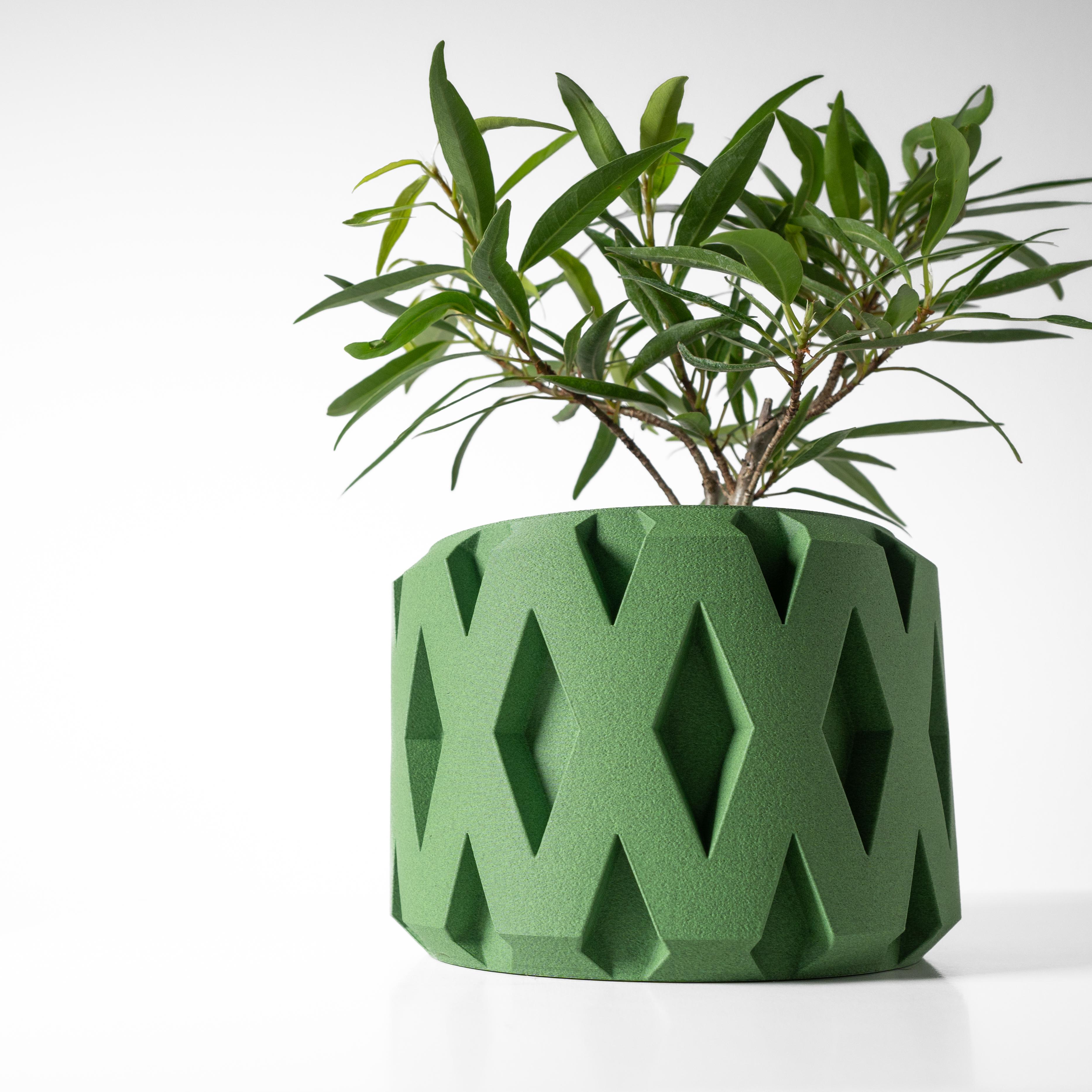 The Rano Planter Pot with Drainage Tray & Stand: Modern and Unique Home Decor for Plants 3d model