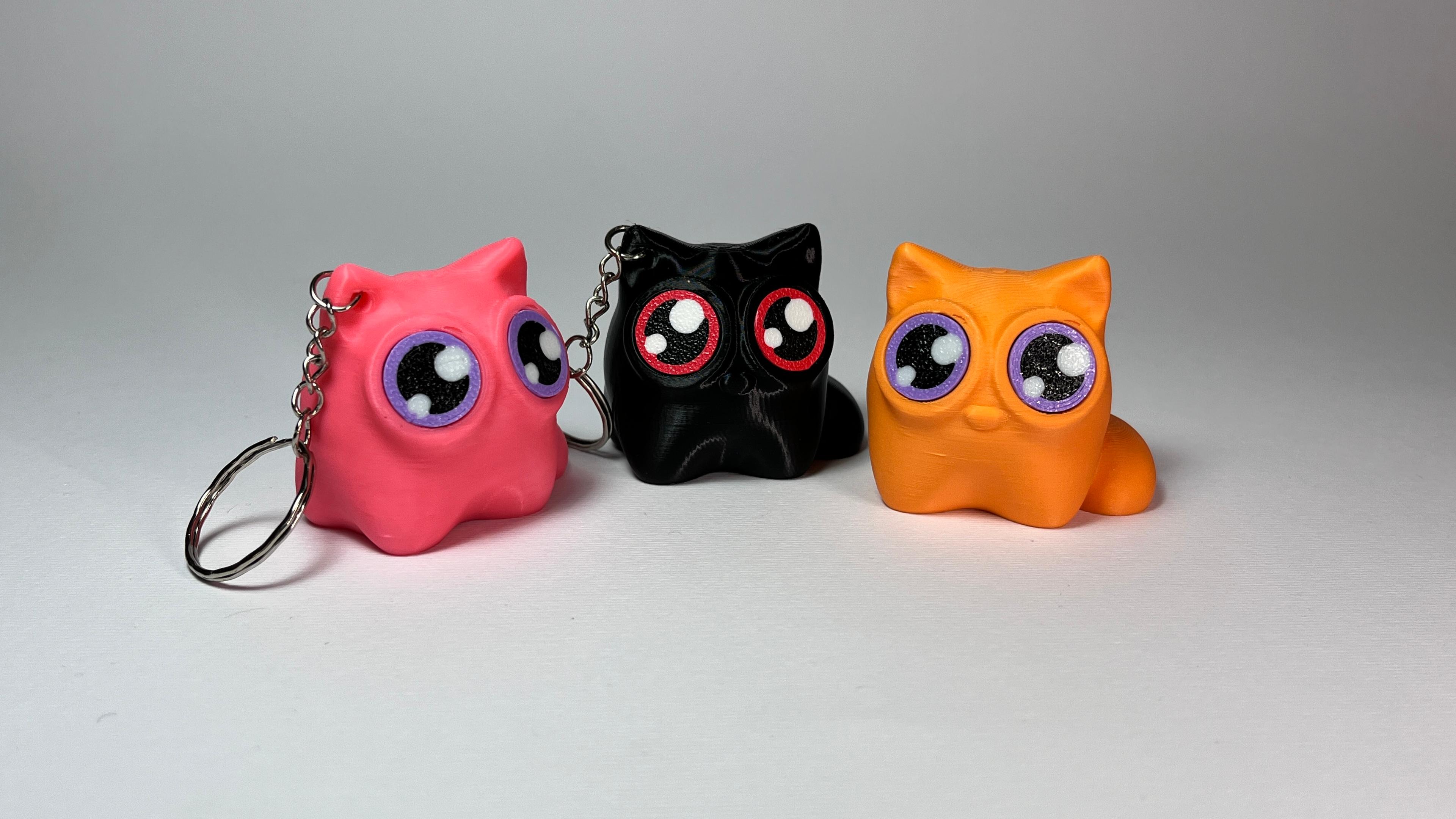 Kawa-eyes Cat 🐱🎃 Keychain & Fidget! 3d model