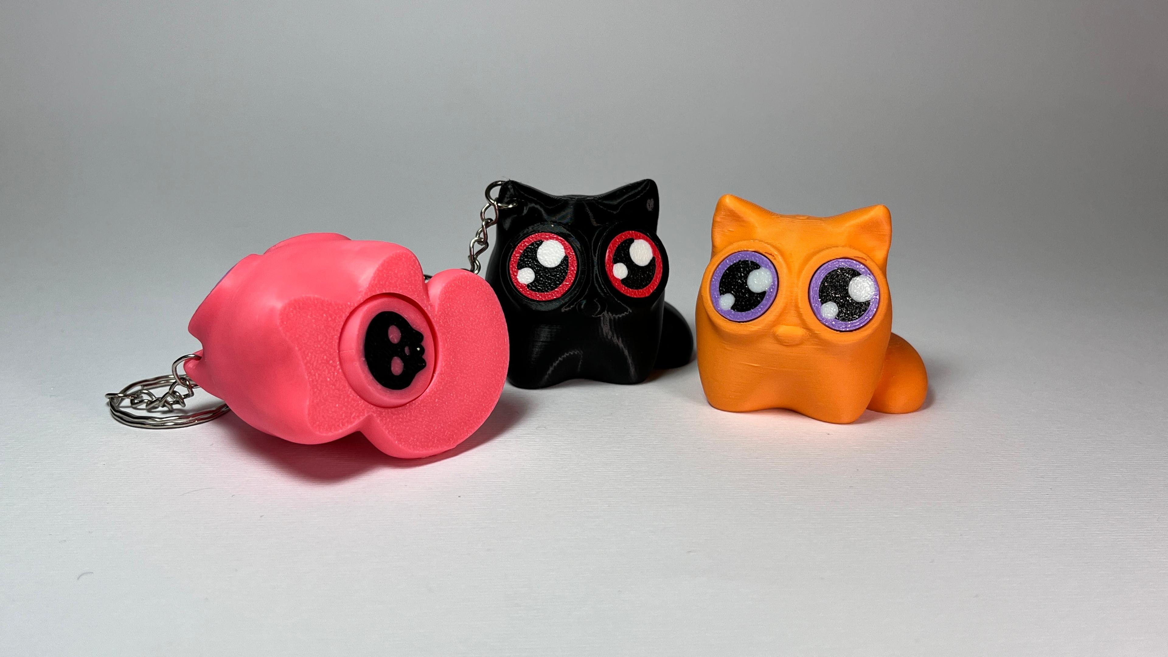 Kawa-eyes Cat 🐱🎃 Keychain & Fidget! 3d model