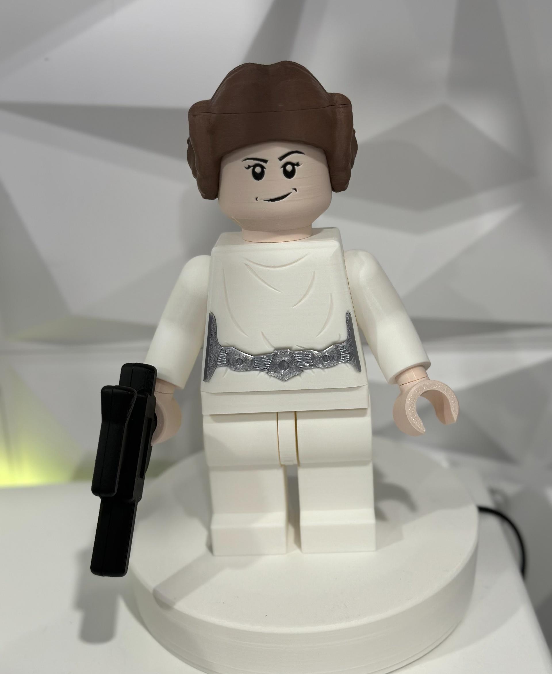 Princess Leia (9 inch brick figure, NO MMU/AMS, NO supports, NO glue) 3d model
