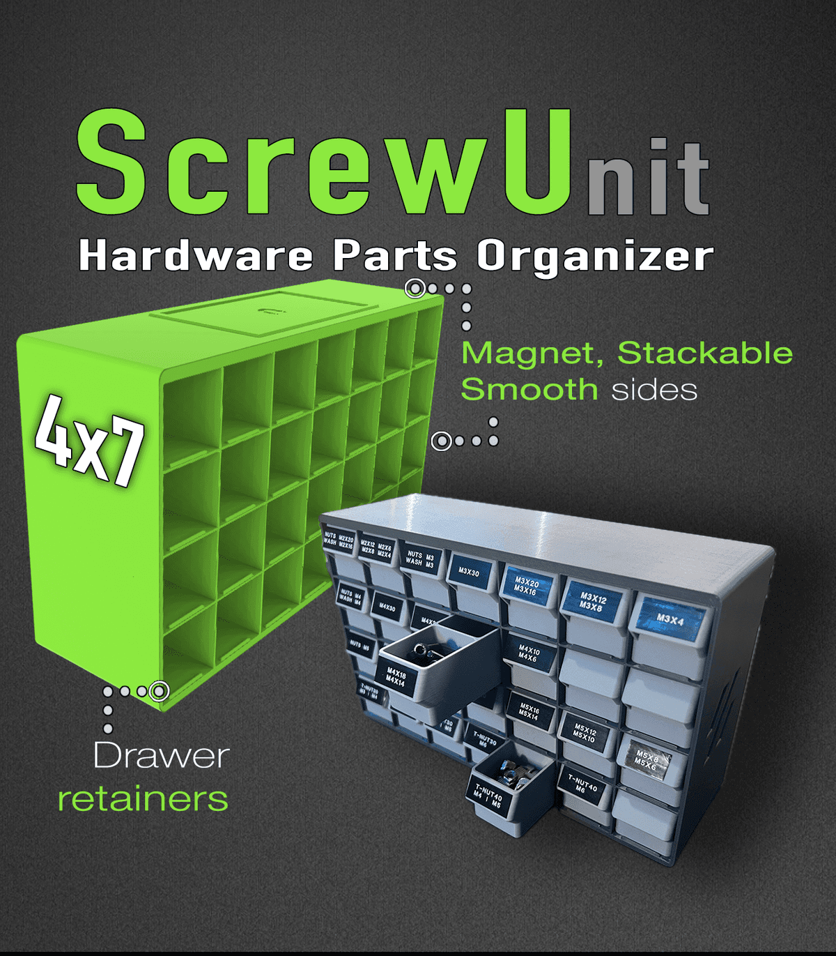 multipurpose screw organizer box with 30 drawers - 3D model by Megazar on  Thangs