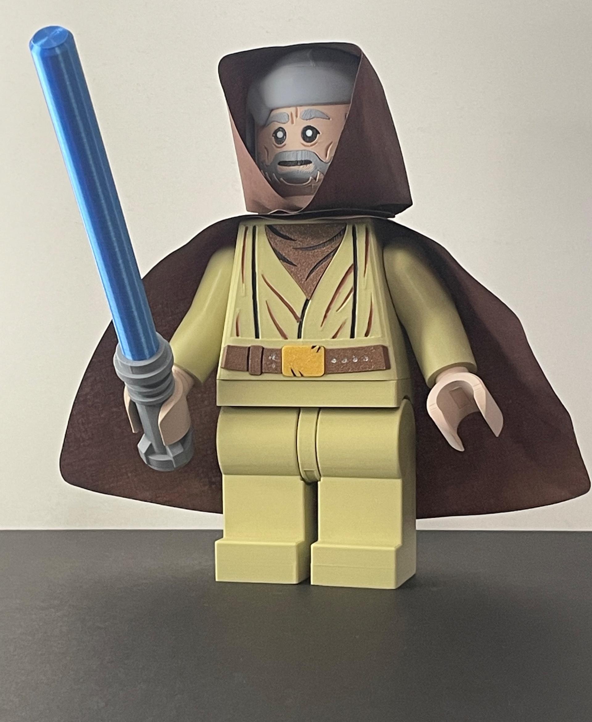 Obi-Wan Kenobi (9 inch brick figure, NO MMU/AMS, NO supports, NO glue) 3d model