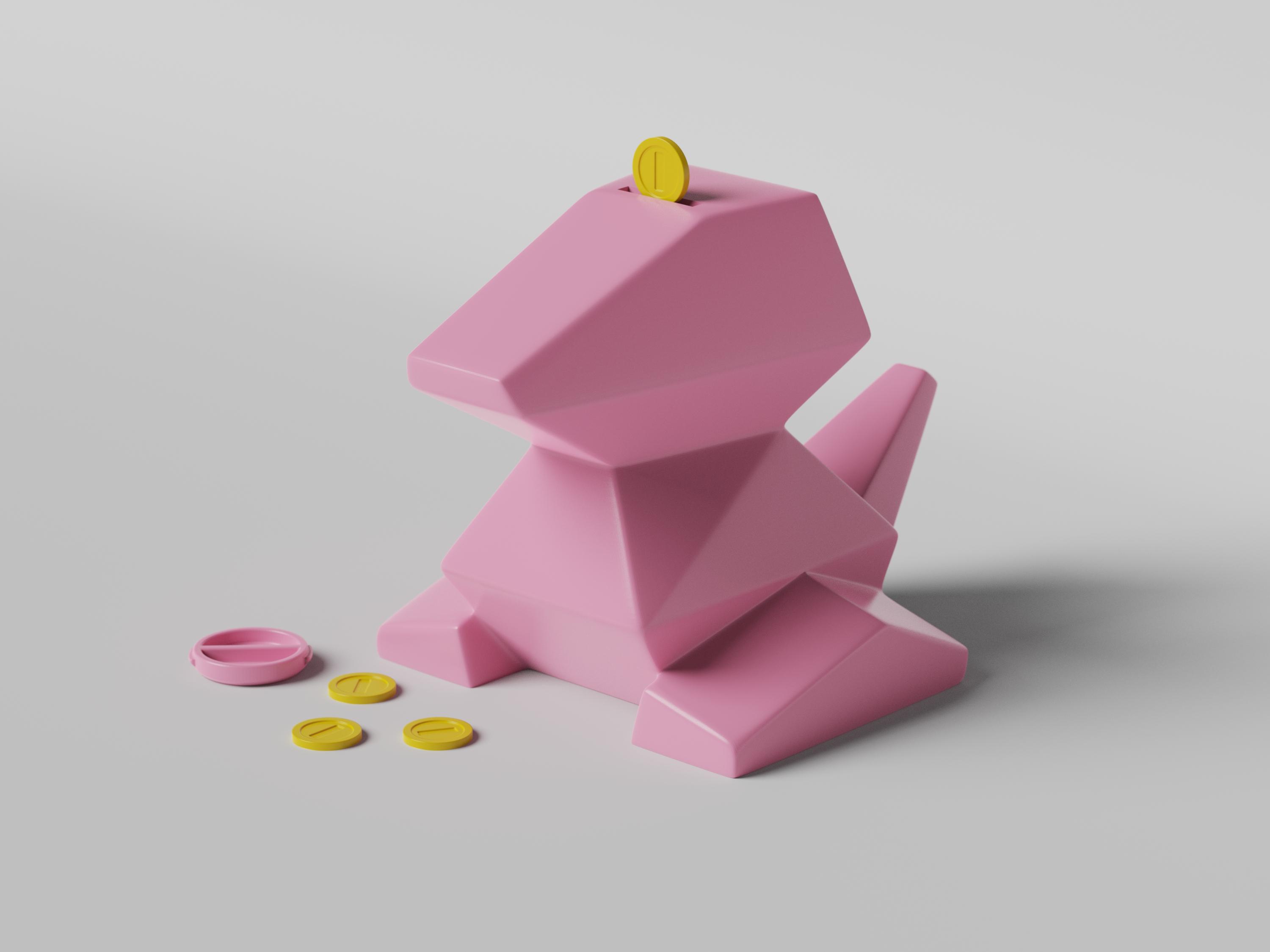 Low-poly Porygon - Piggy Bank 3d model