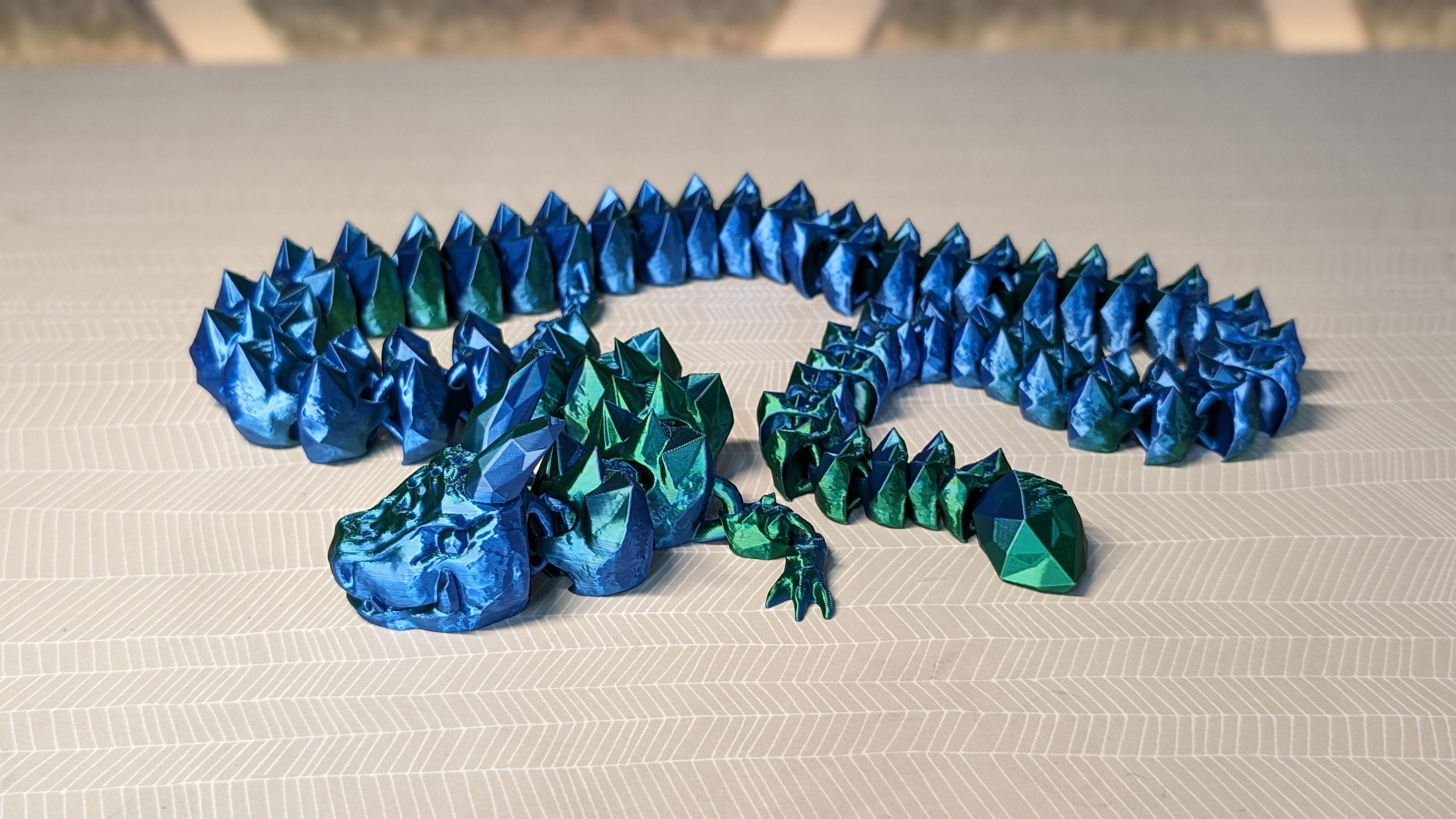 Elder Crystal Dragon (Flexible, Print-in-Place) 3d model