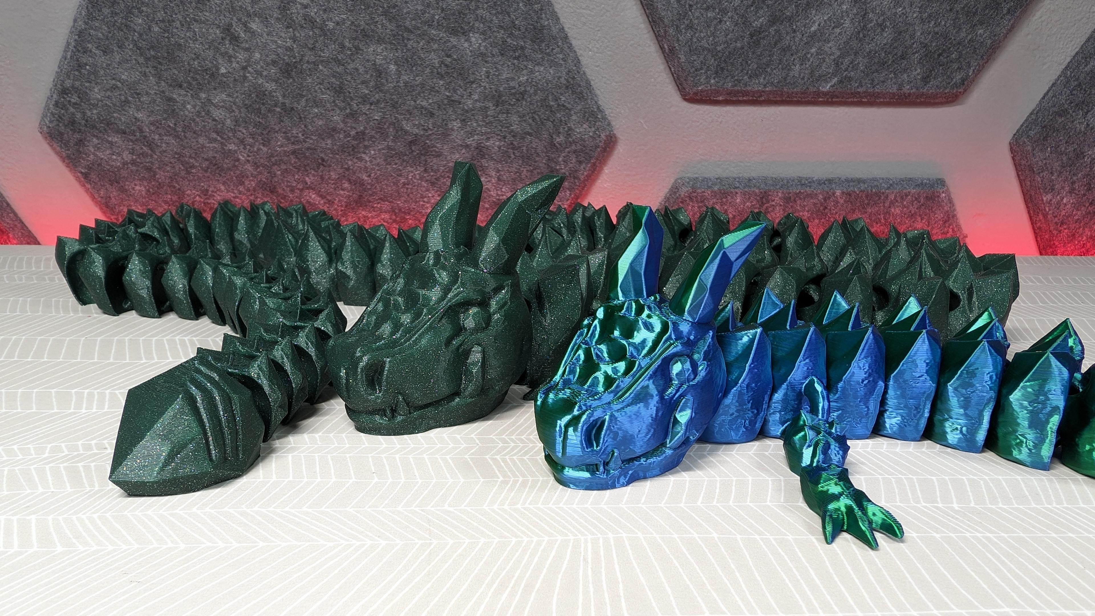 Elder Crystal Dragon (Flexible, Print-in-Place) 3d model