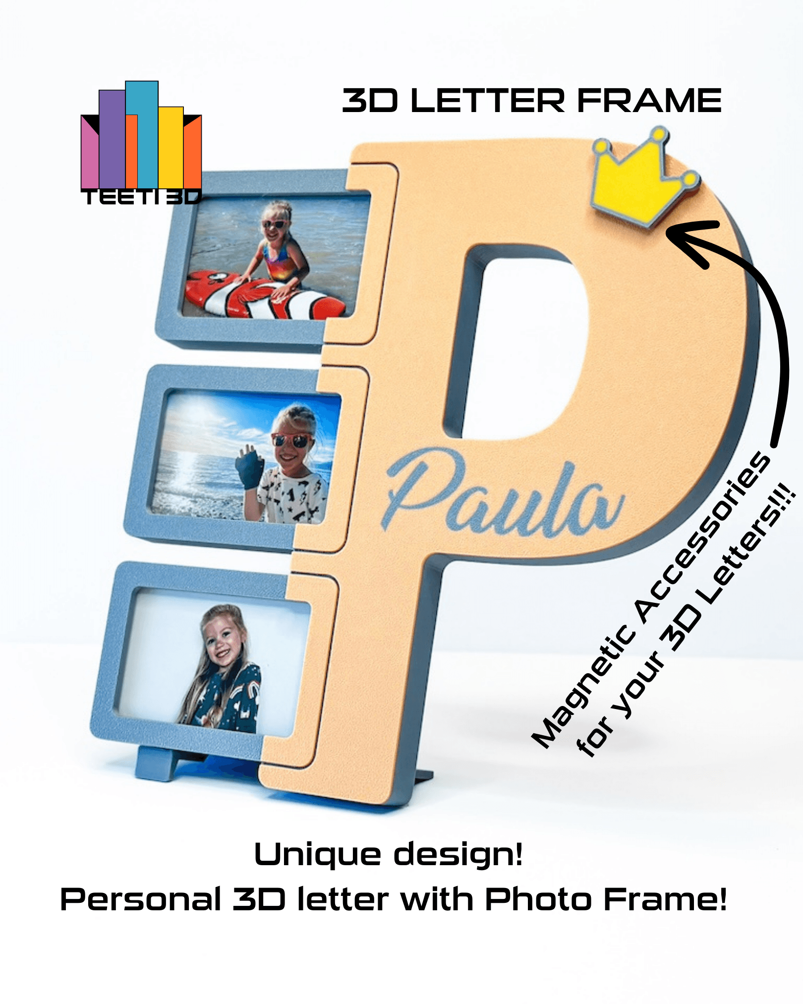 3D Letter "P" with Photo Frame 3d model