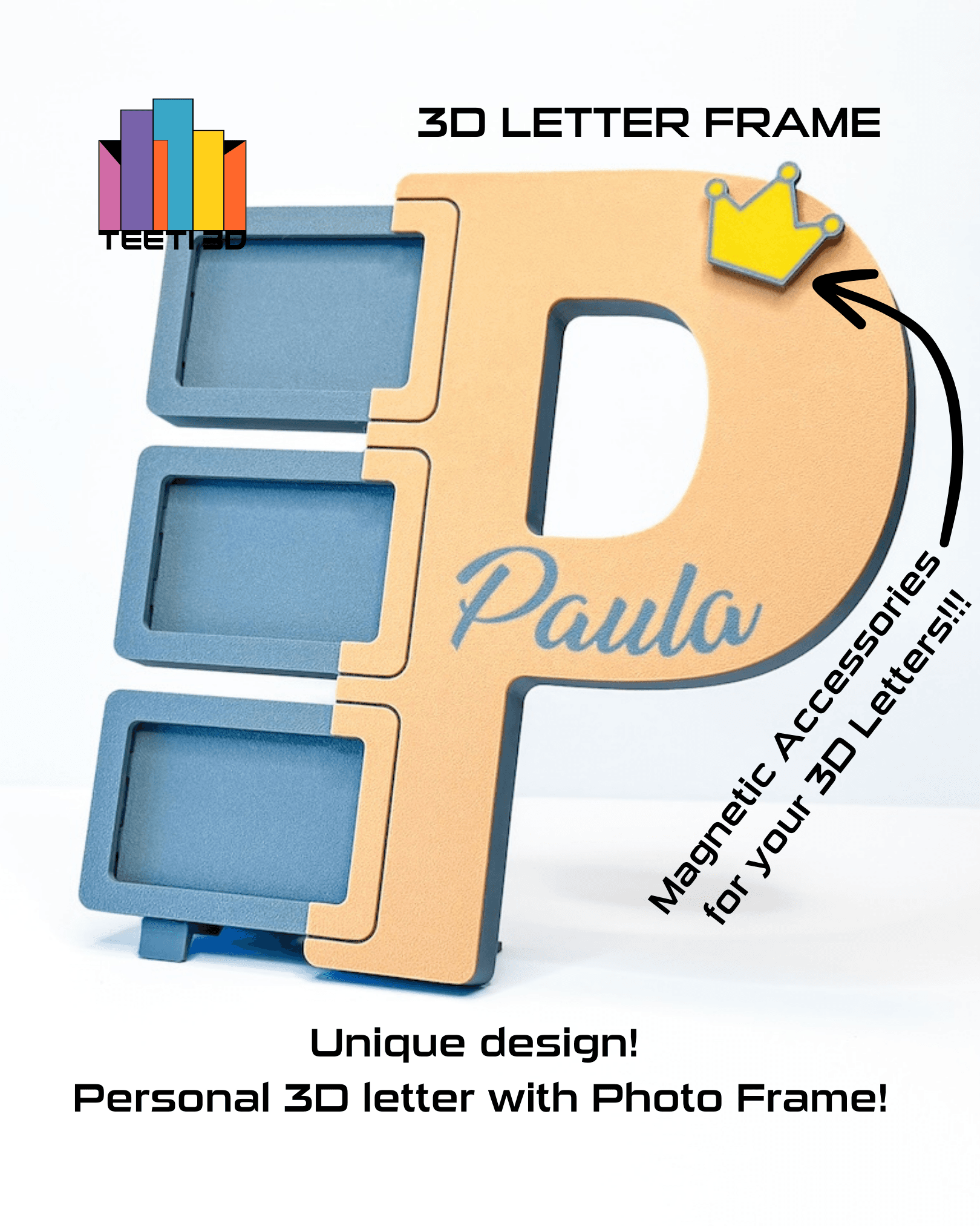 3D Letter "P" with Photo Frame 3d model