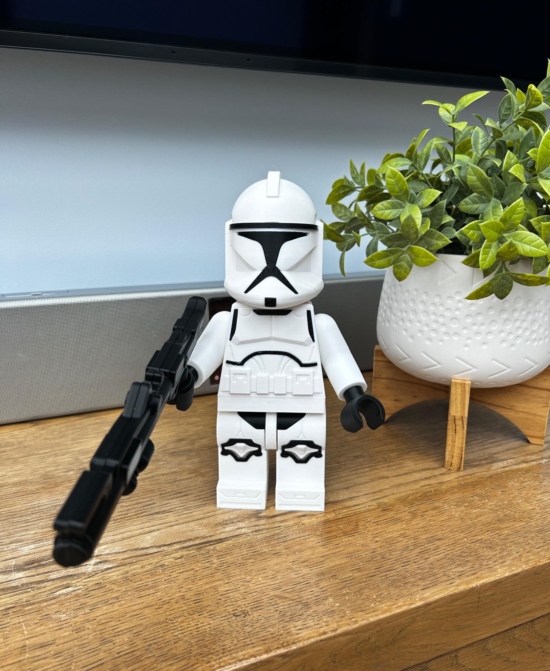 Clone Trooper - Phase I (6:1 LEGO-inspired brick figure, NO MMU/AMS, NO supports, NO glue) 3d model