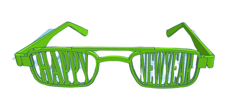happy new year glasses.stl - 3D model by solar3dp on Thangs