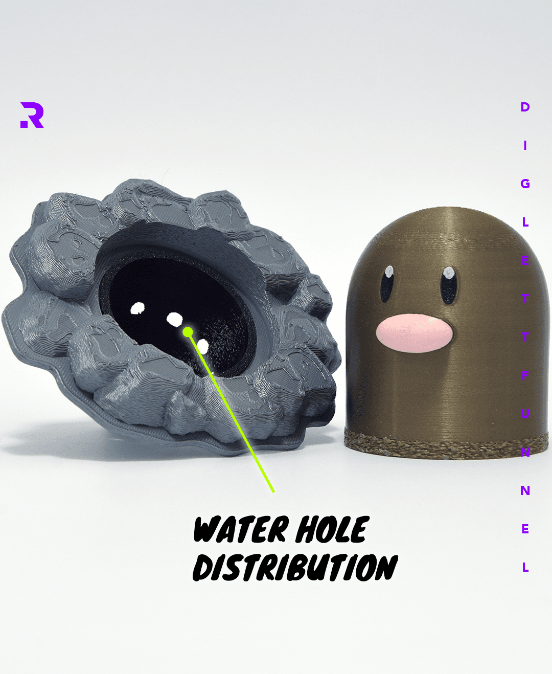 Diglett Funnel (Easy Print .3mf) - Watering Plants *by RNDM3D* 3d model