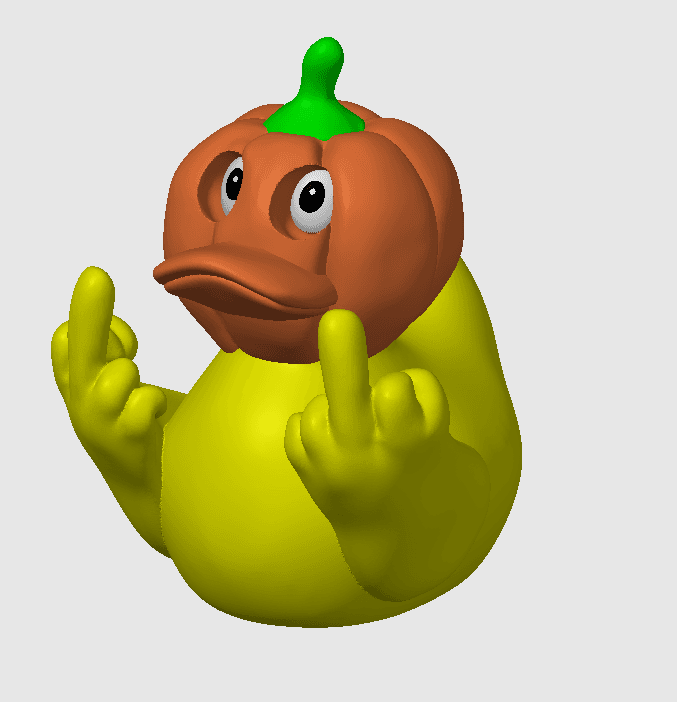 Duck You! Middle Finger Duck Pumpkin Head / No Supports 3d model