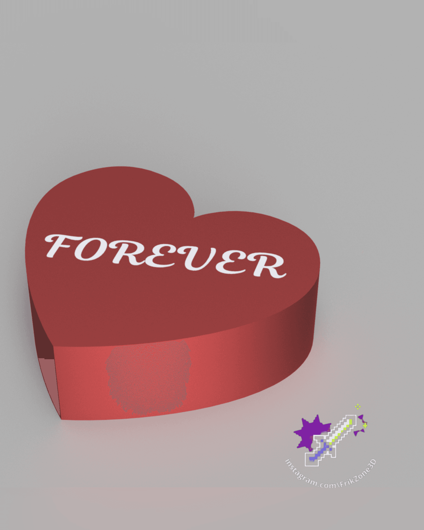 Heart-Shaped Box with "Forever" Engraving 3d model
