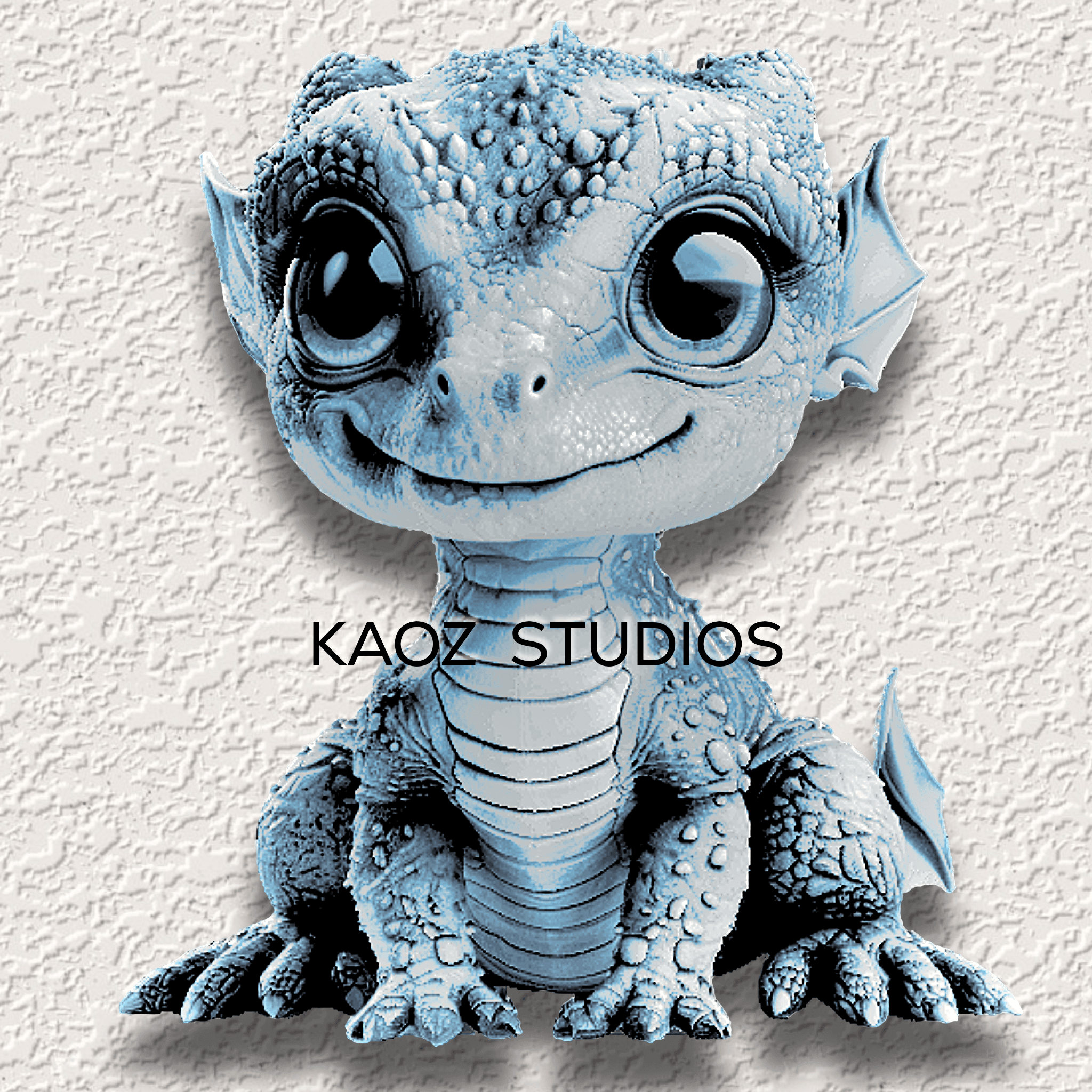 Baby Water Dragon Full Color Dragon Decor 3D Optical Illusion Wall Art 3d model