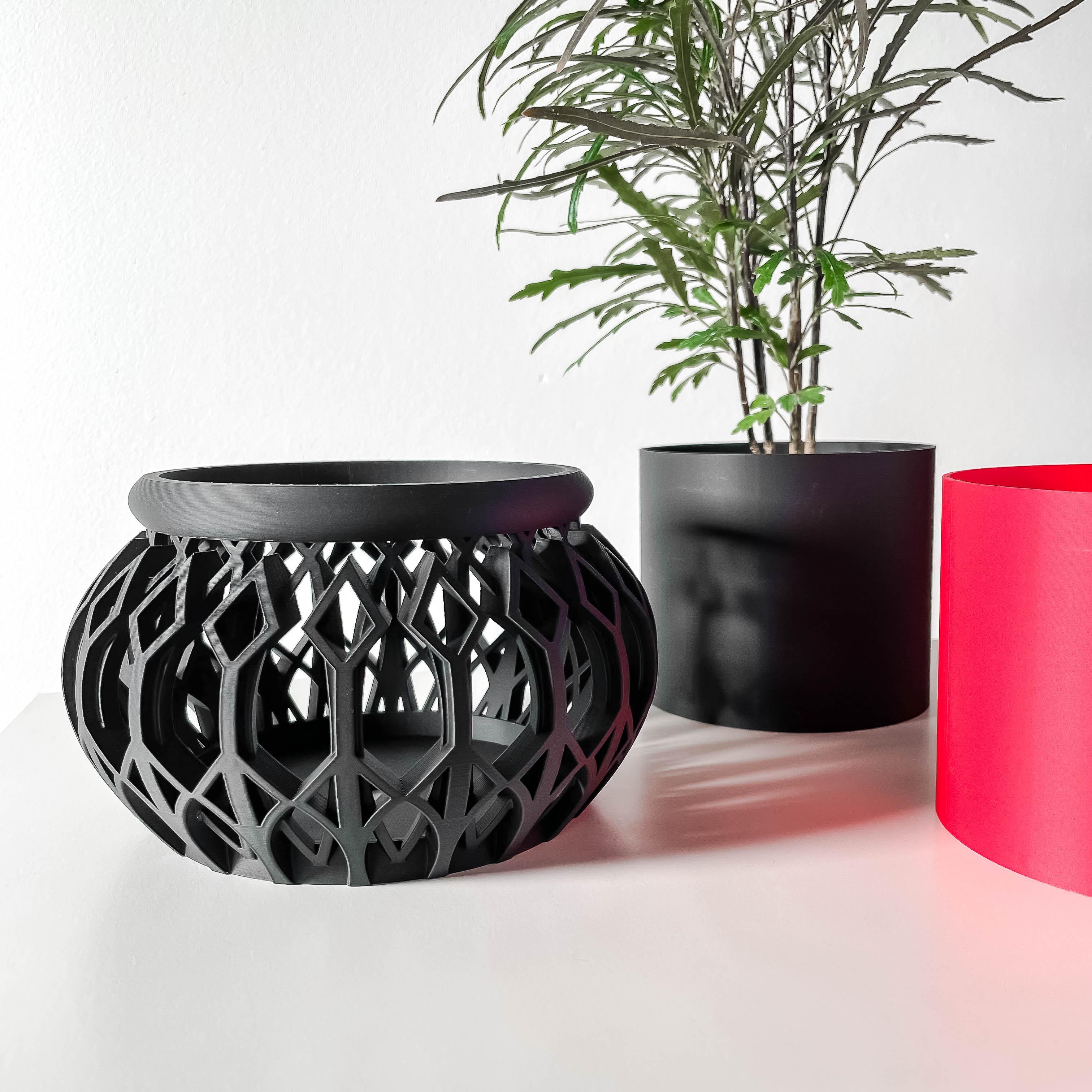 The Vyre Planter Pot & Orchid Pot Hybrid with Drainage Tray: Modern and Unique Home Decor for Plants 3d model