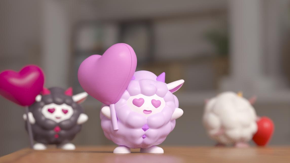 ♡♡♡ LOVING LAMBALL with a big heart , the cute kawaii sheep / goat from the game Palworld 3d model