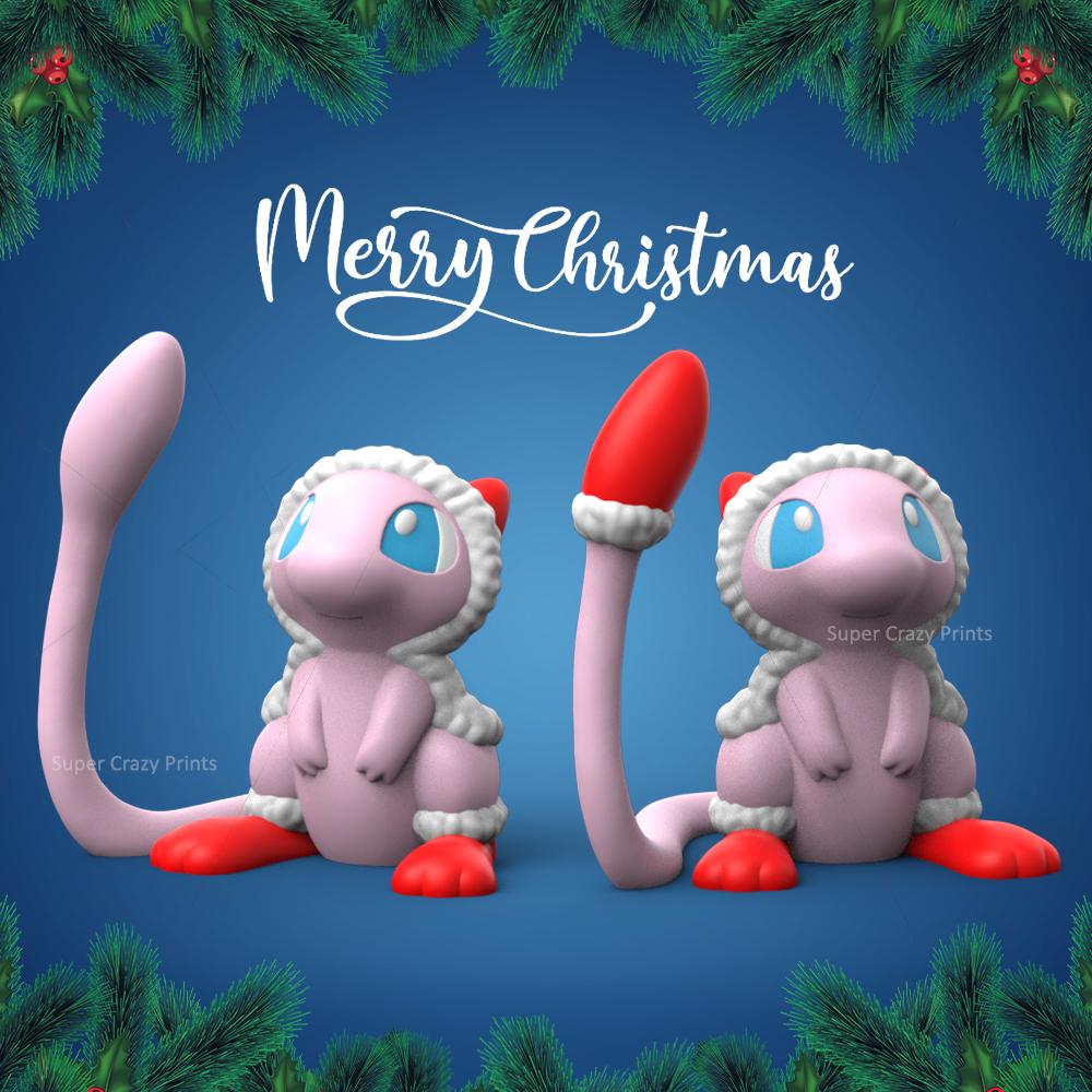 Christmas Mew (Easy Print No Supports) 3d model