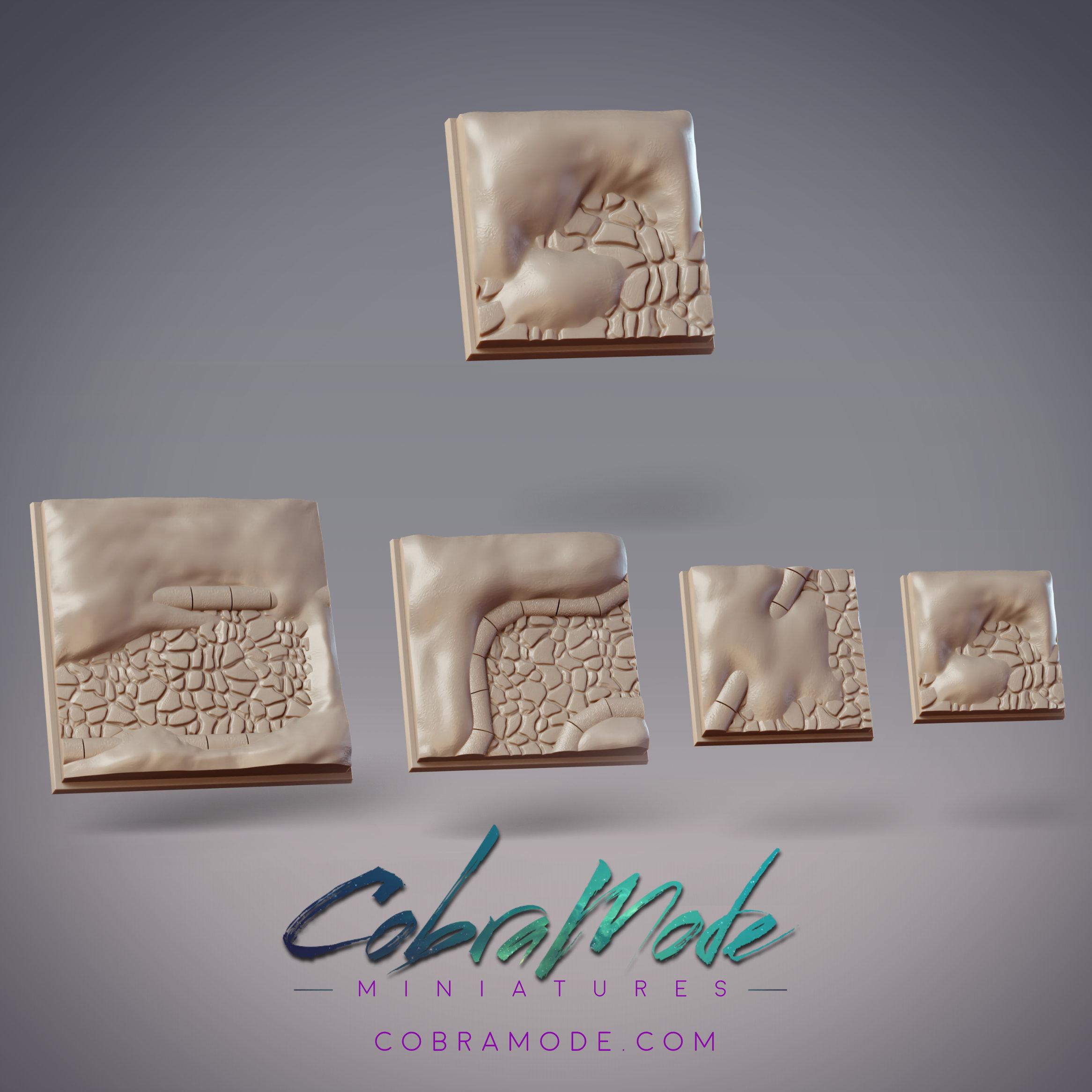 Snowy Cobblestones Square Base Pack (4pcs) 3d model