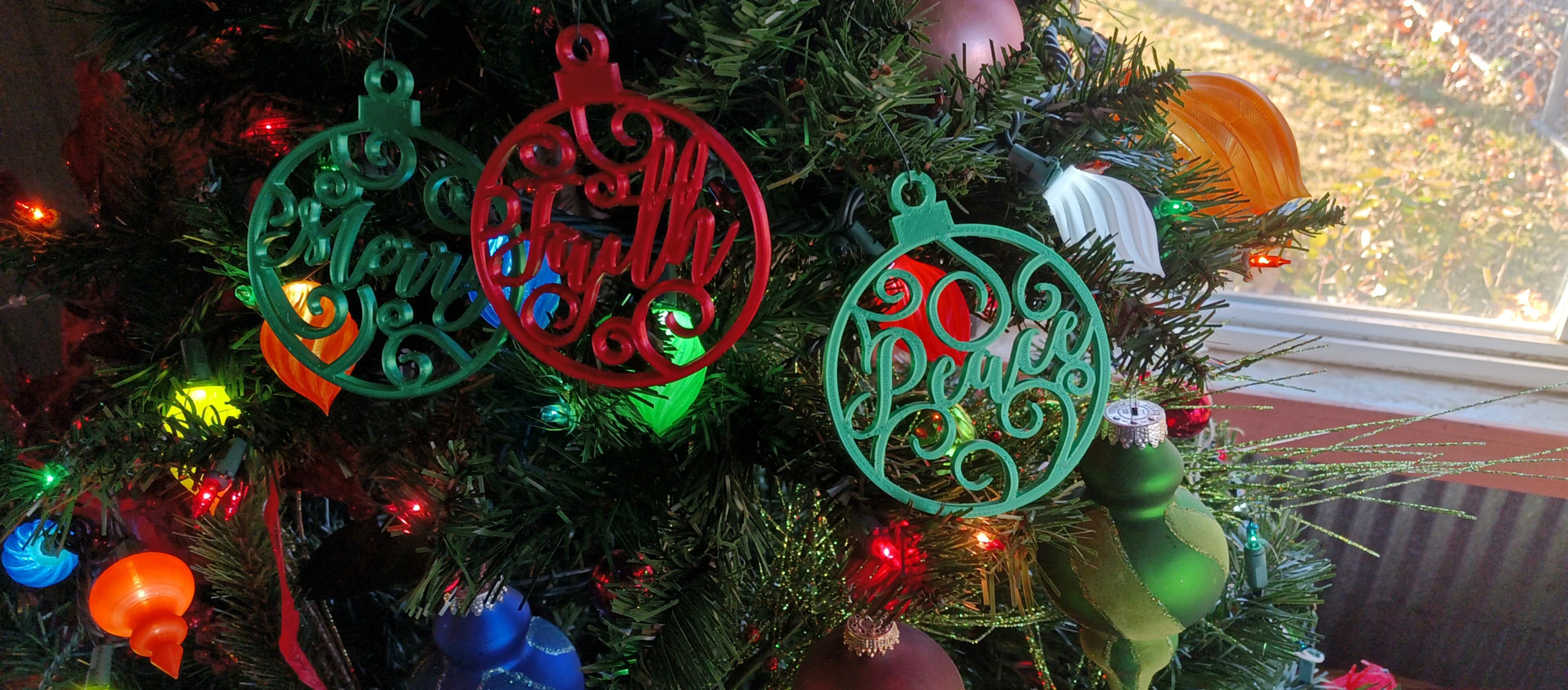 Flat festive Christmas word ornaments 3d model