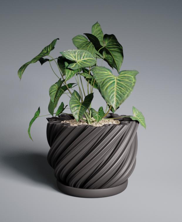 Planter Pot Spiral Koch 3d model