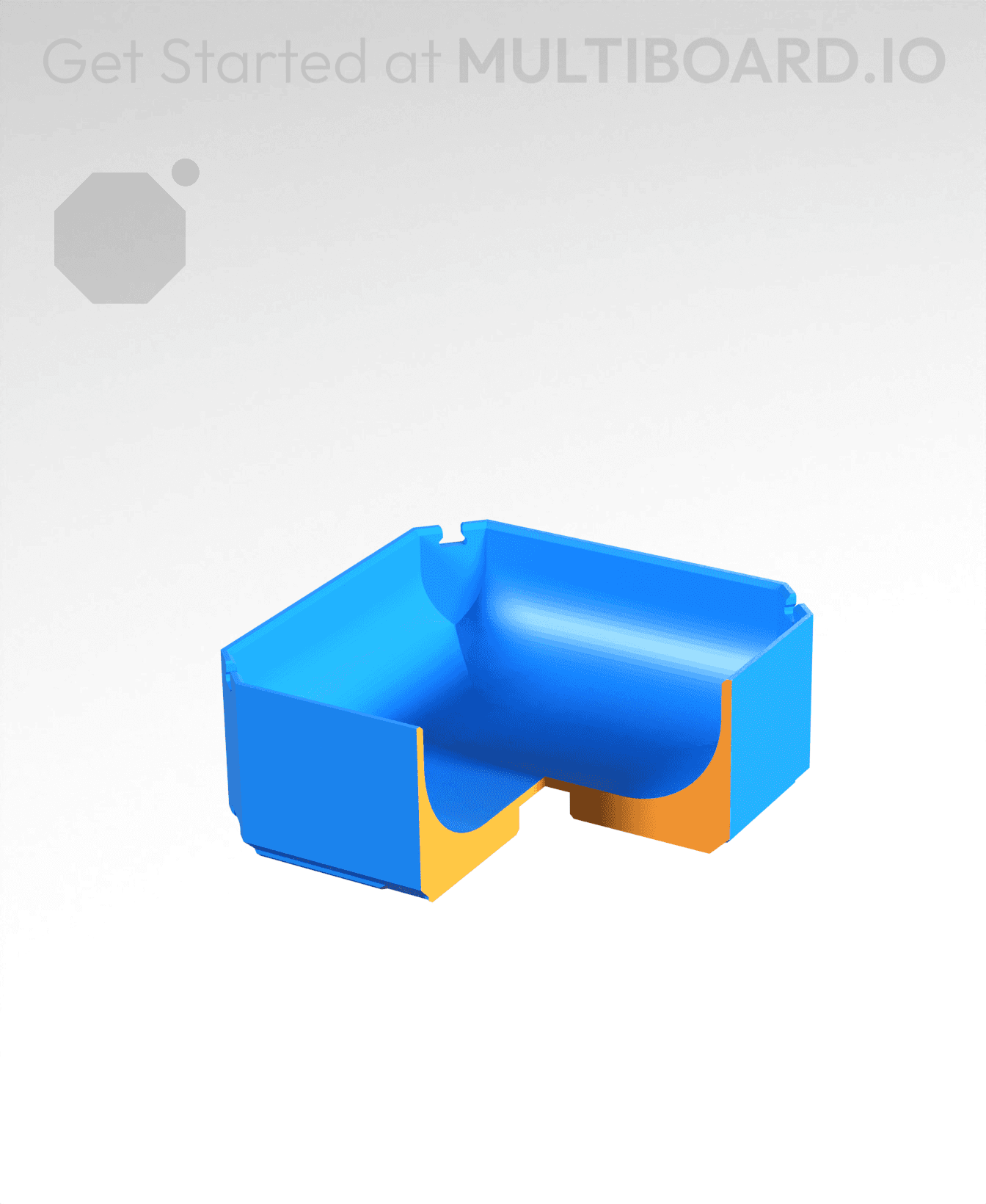 1x1x0.5 - Full Curved Bin - Multibin Insert 3d model