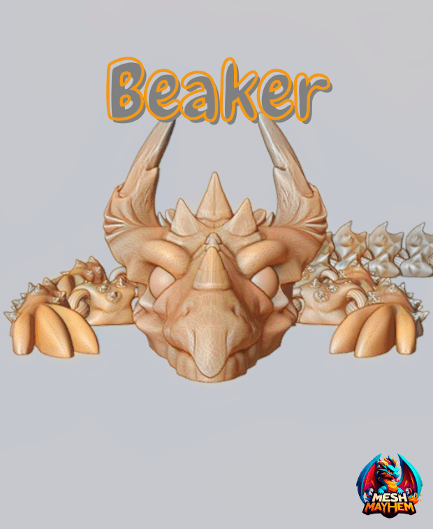 Beaker Articulated Dragon Mesh Mayhem 3d model