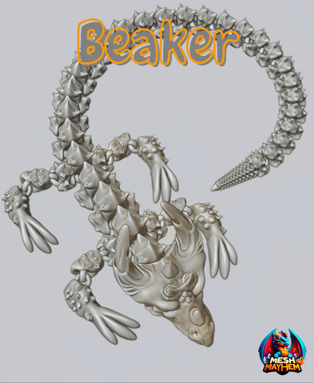 Beaker Articulated Dragon Mesh Mayhem 3d model