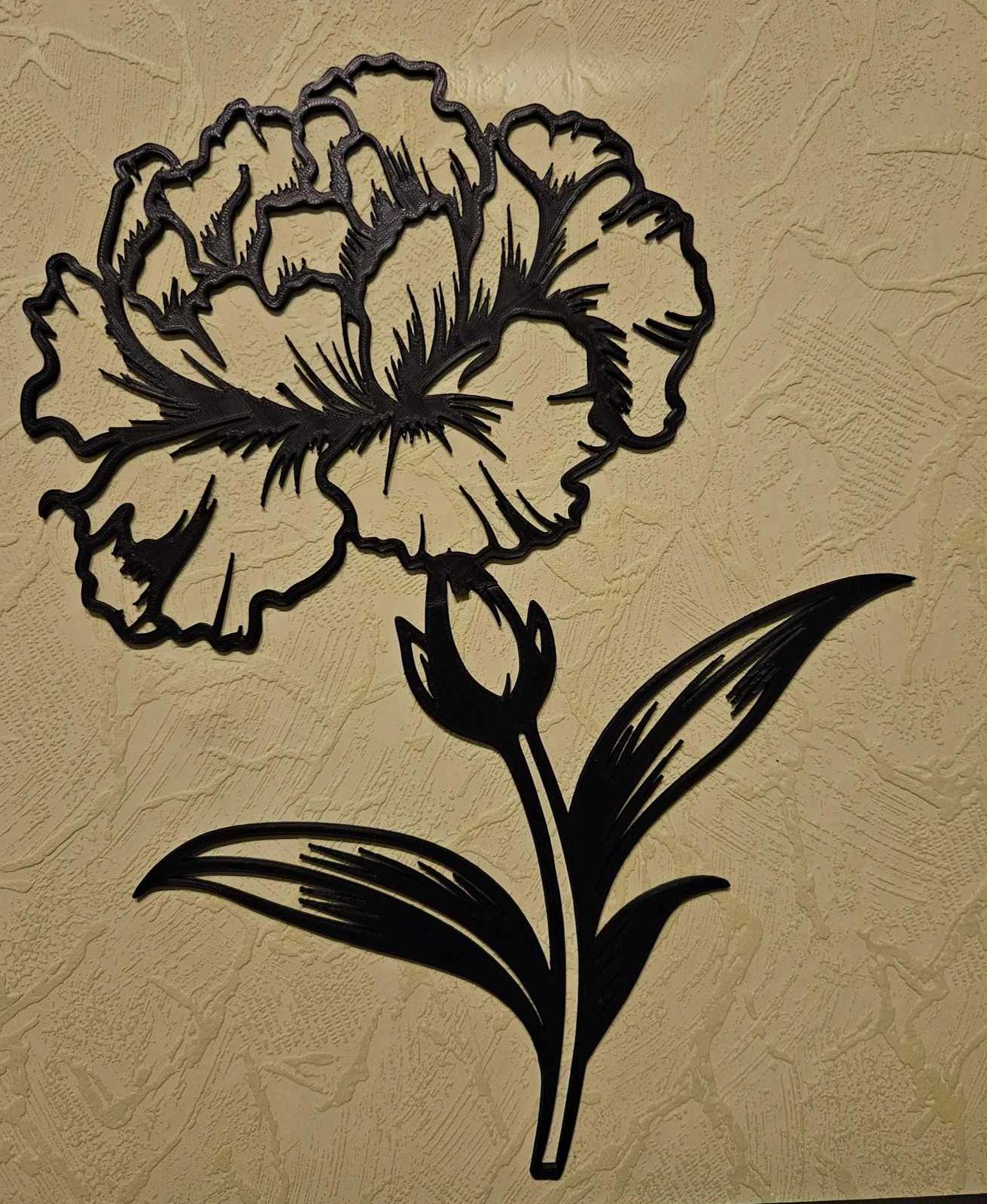 set of 4 carnations wall art flowers wall decor valentimes day decorations 3d model