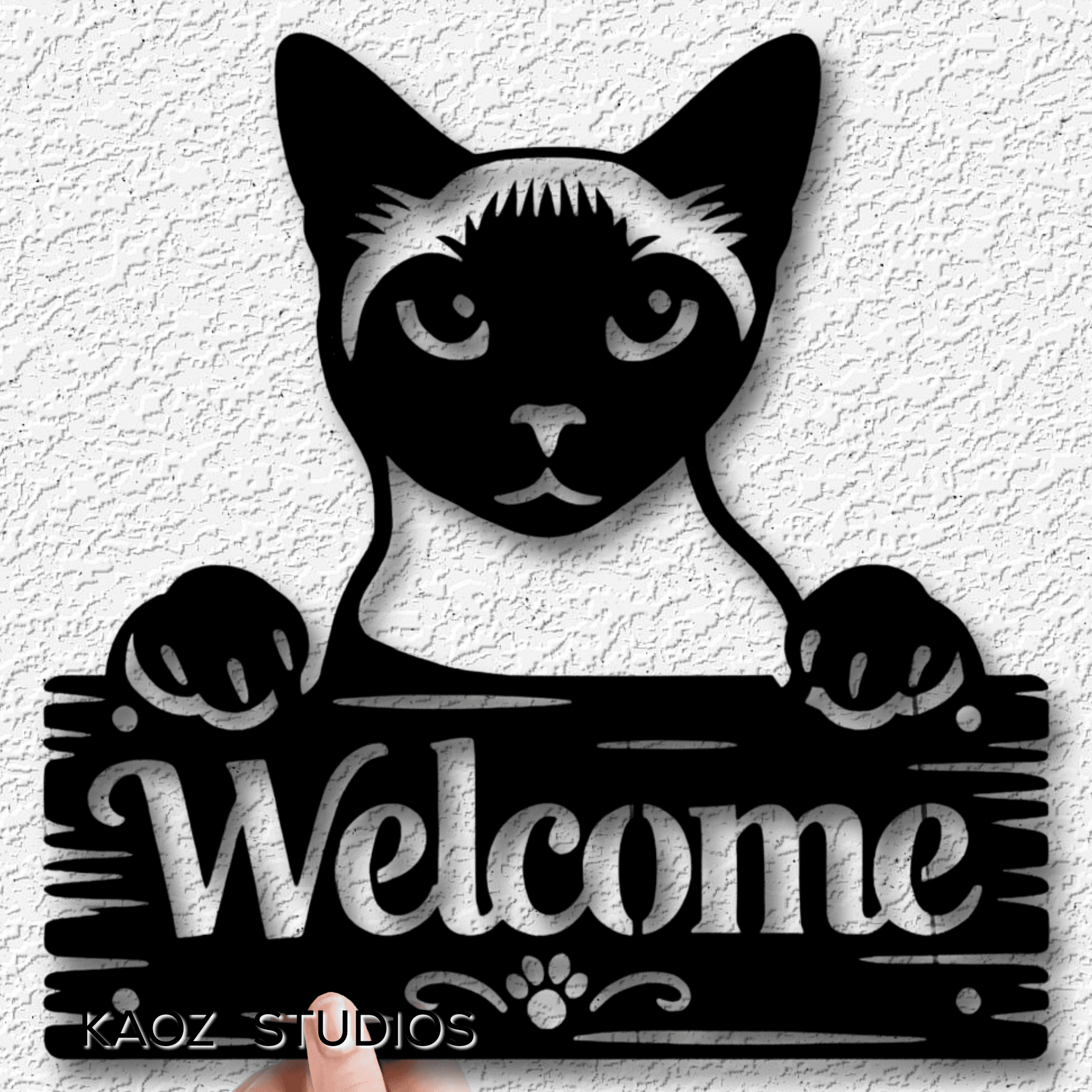 siamese cat wall art kitty wall decor kitten welcome sign decoration 3d model