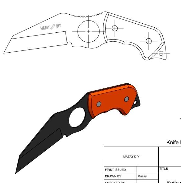 DIY Spyderco knife with fixed blade 3d model