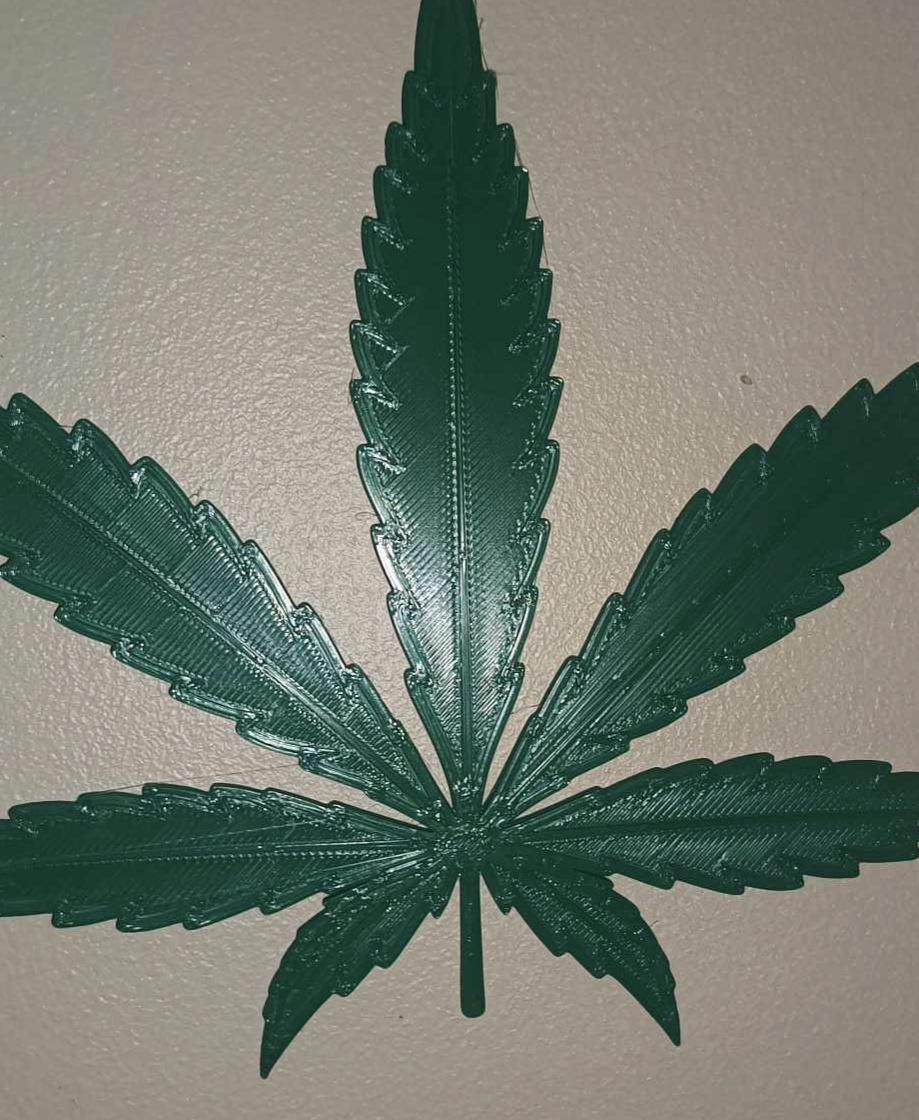 Weed Leaf Wall Art - Pine Green PLA - 3d model