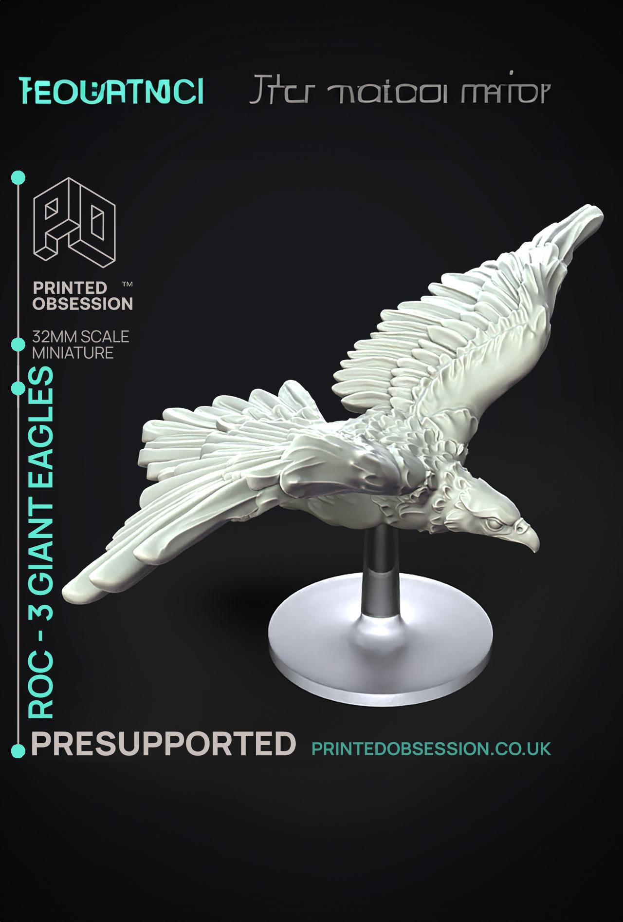 Roc - 3 Giant Eagles - PRESUPPORTED - 32mm scale  3d model