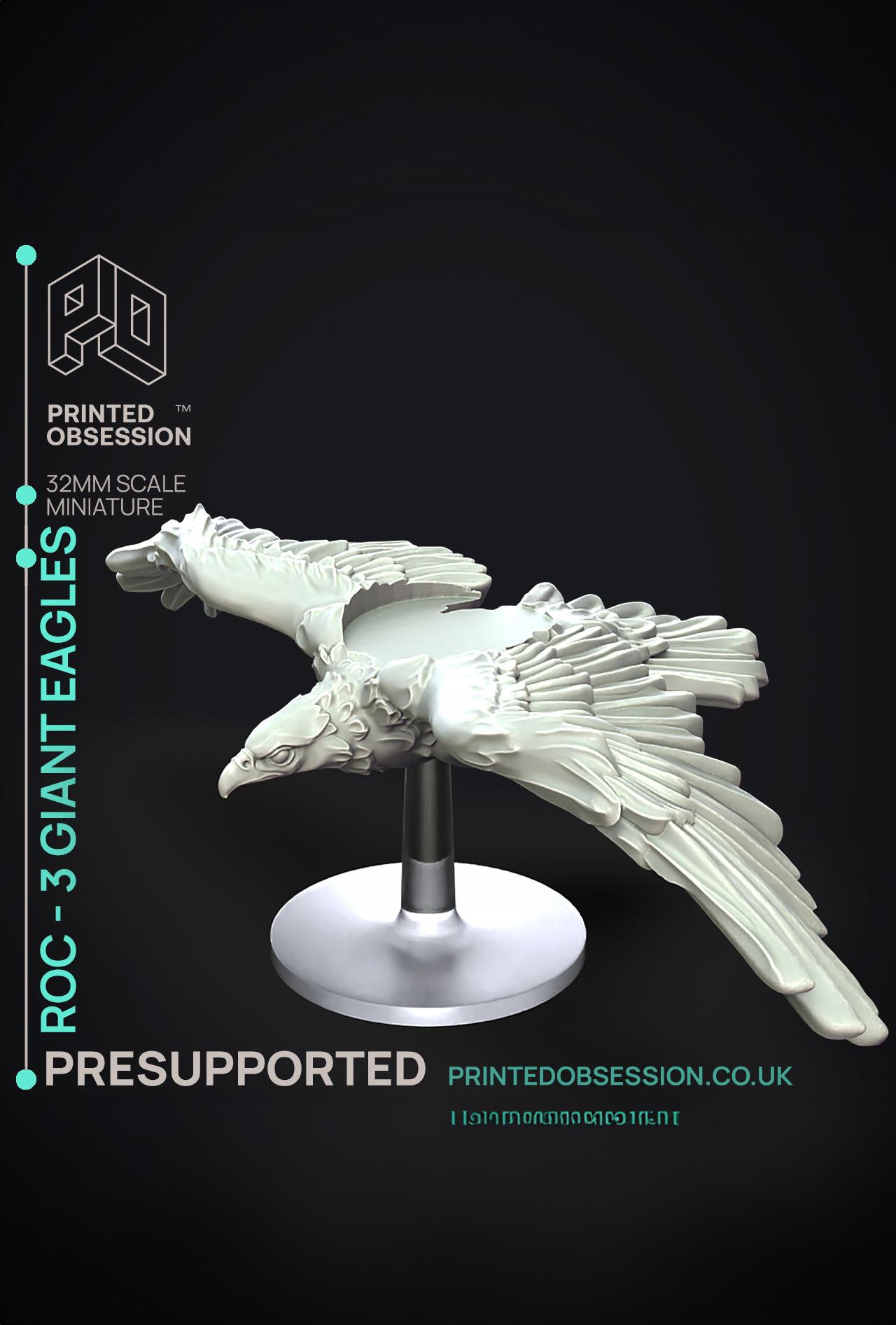 Roc - 3 Giant Eagles - PRESUPPORTED - 32mm scale  3d model