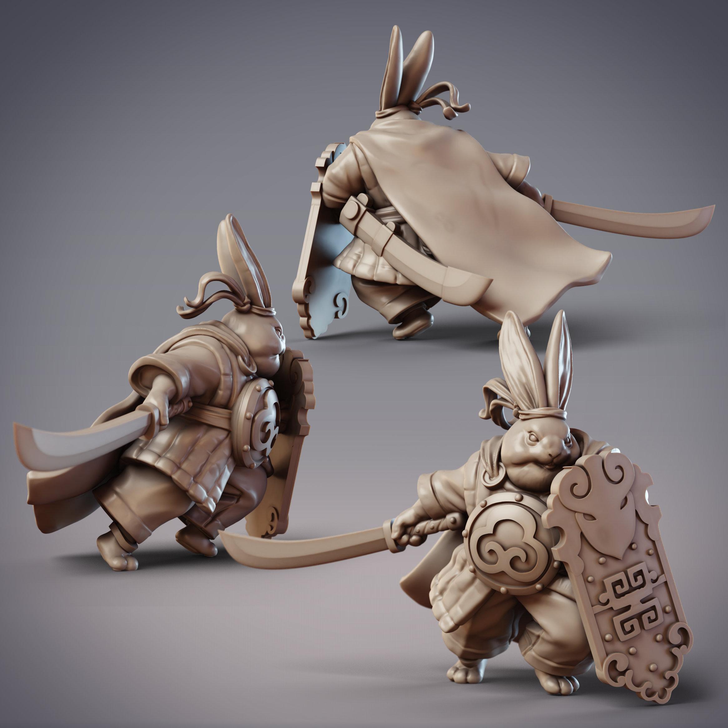 Rabbitfolk Knight - Fierce Flame, Guanghan Warrior (Pre-supported) 3d model