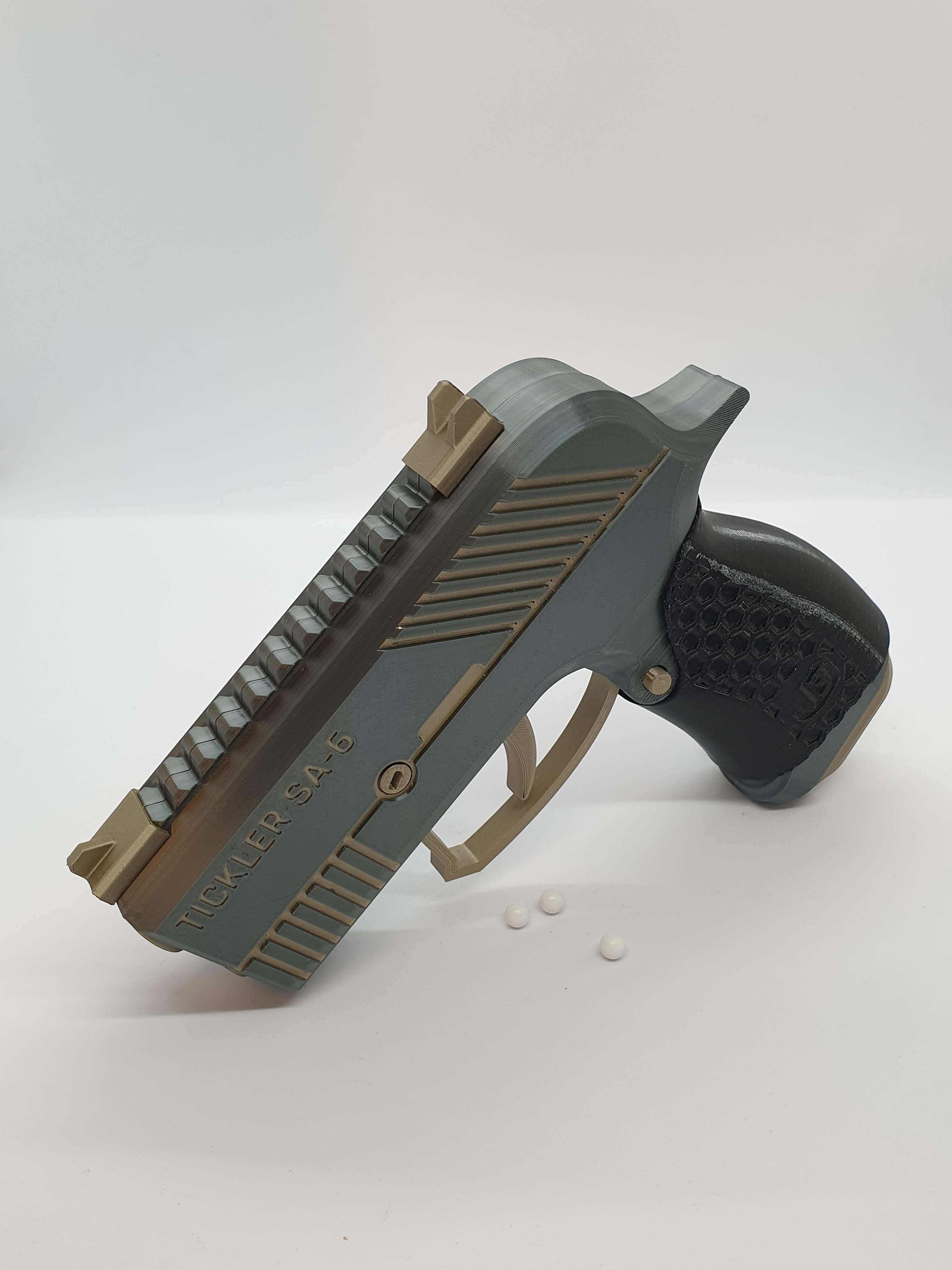 Tickler SA-6 — Fully 3D-printable semi-automatic airsoft pistol 3d model