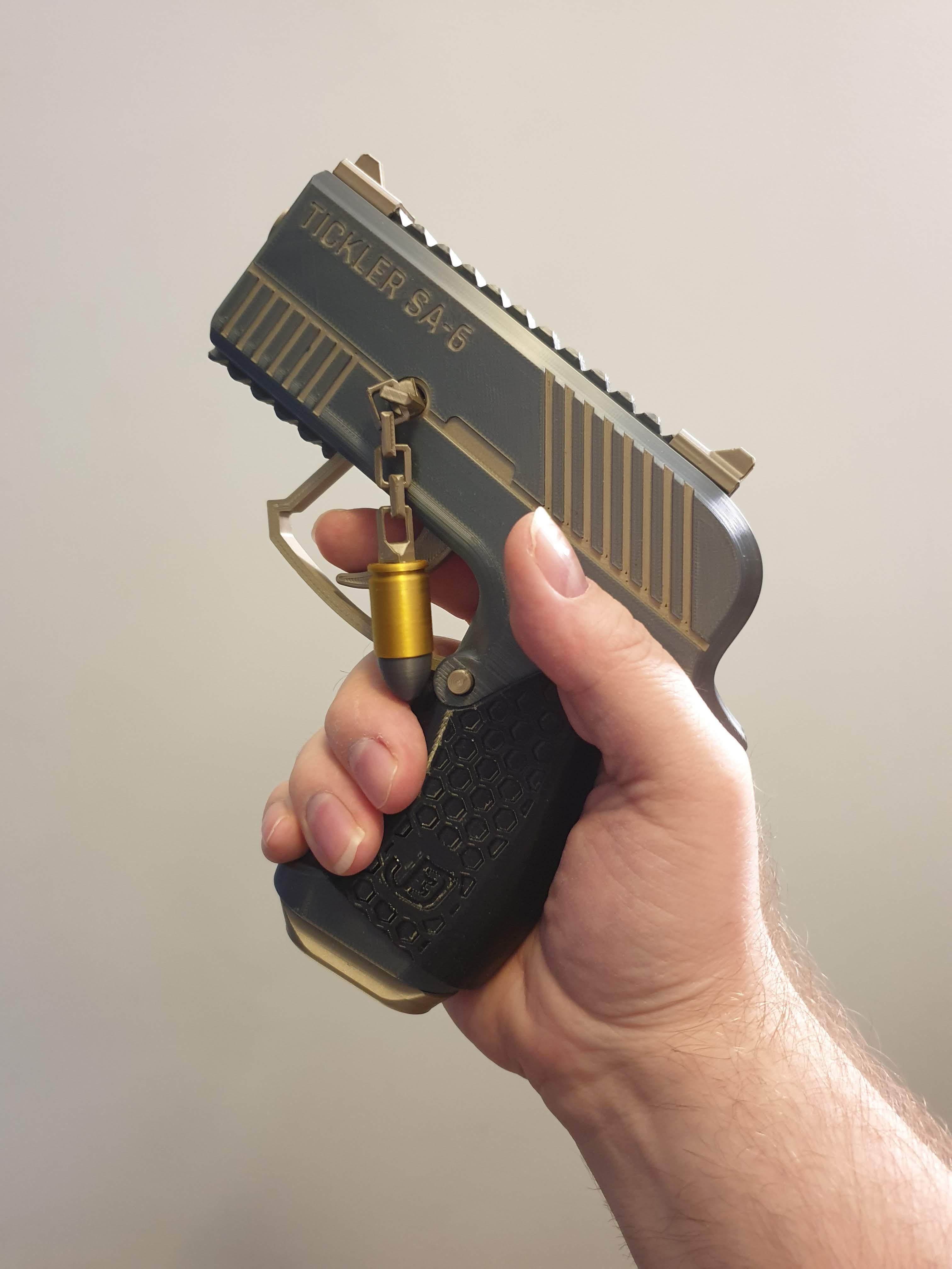 Tickler SA-6 — Fully 3D-printable semi-automatic airsoft pistol 3d model