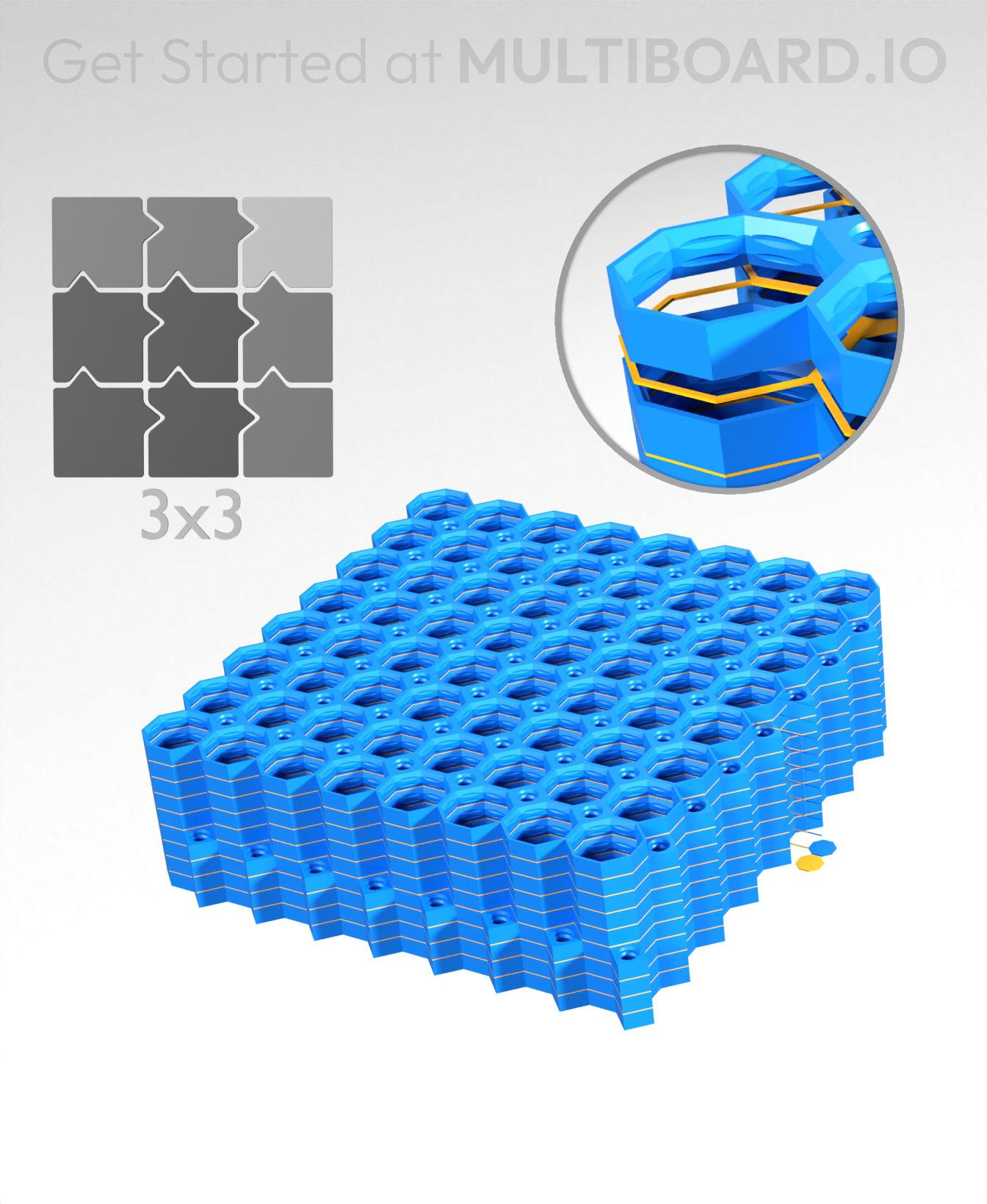 8x8 Tiles - 3x3 Board - Multi-Material Stack 3d model